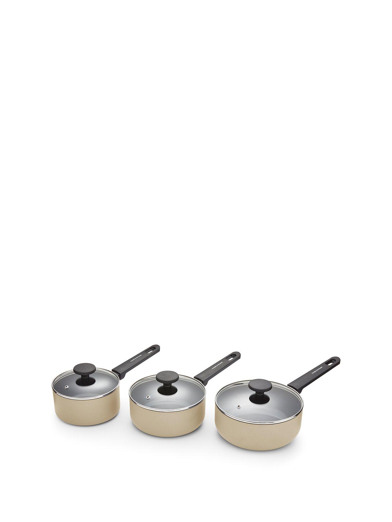 Morphy Richards 3pc Aluminium Saucepan Set Cream