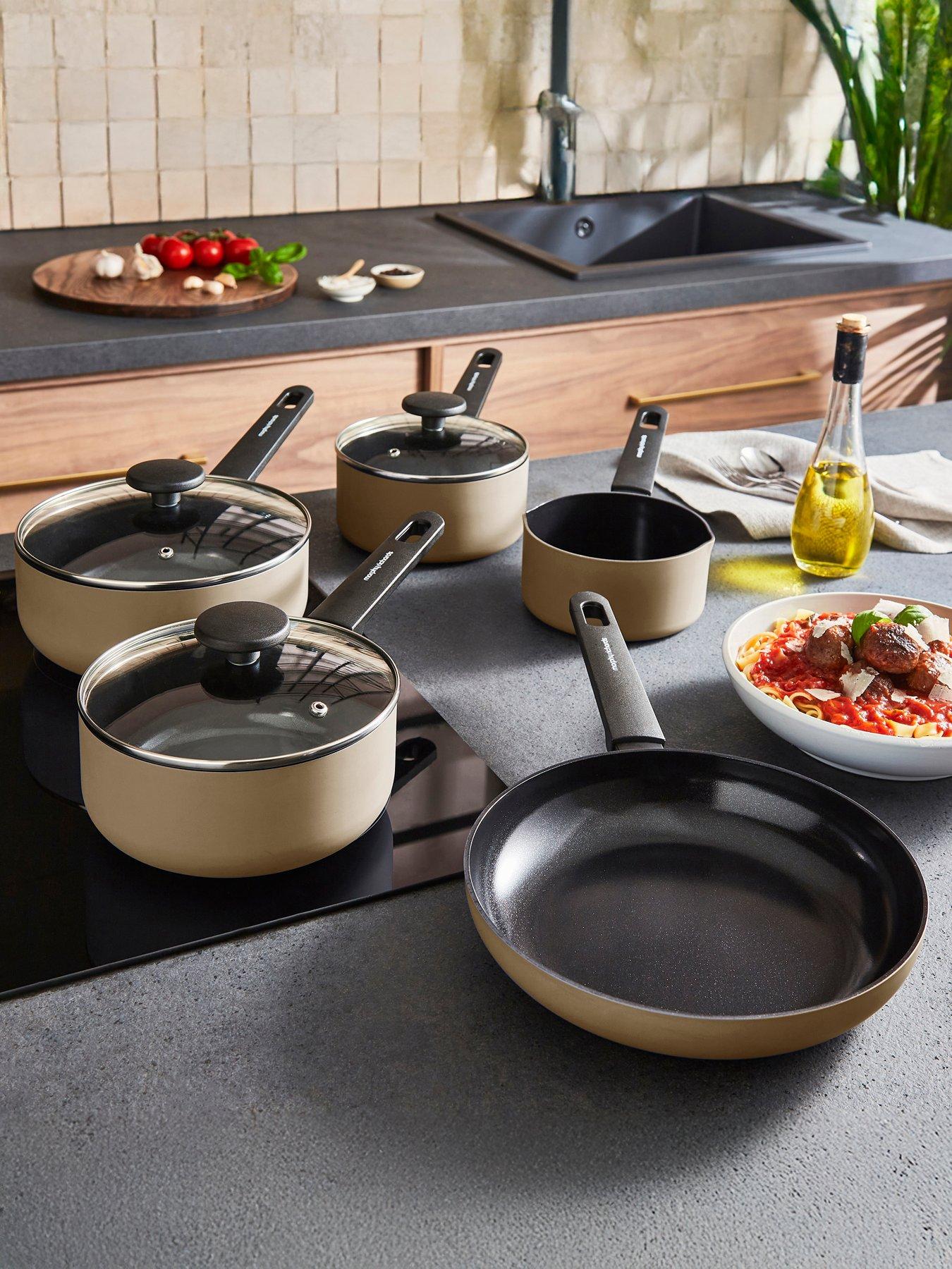 Morphy Richards 5pc Aluminium Saucepan Set Cream