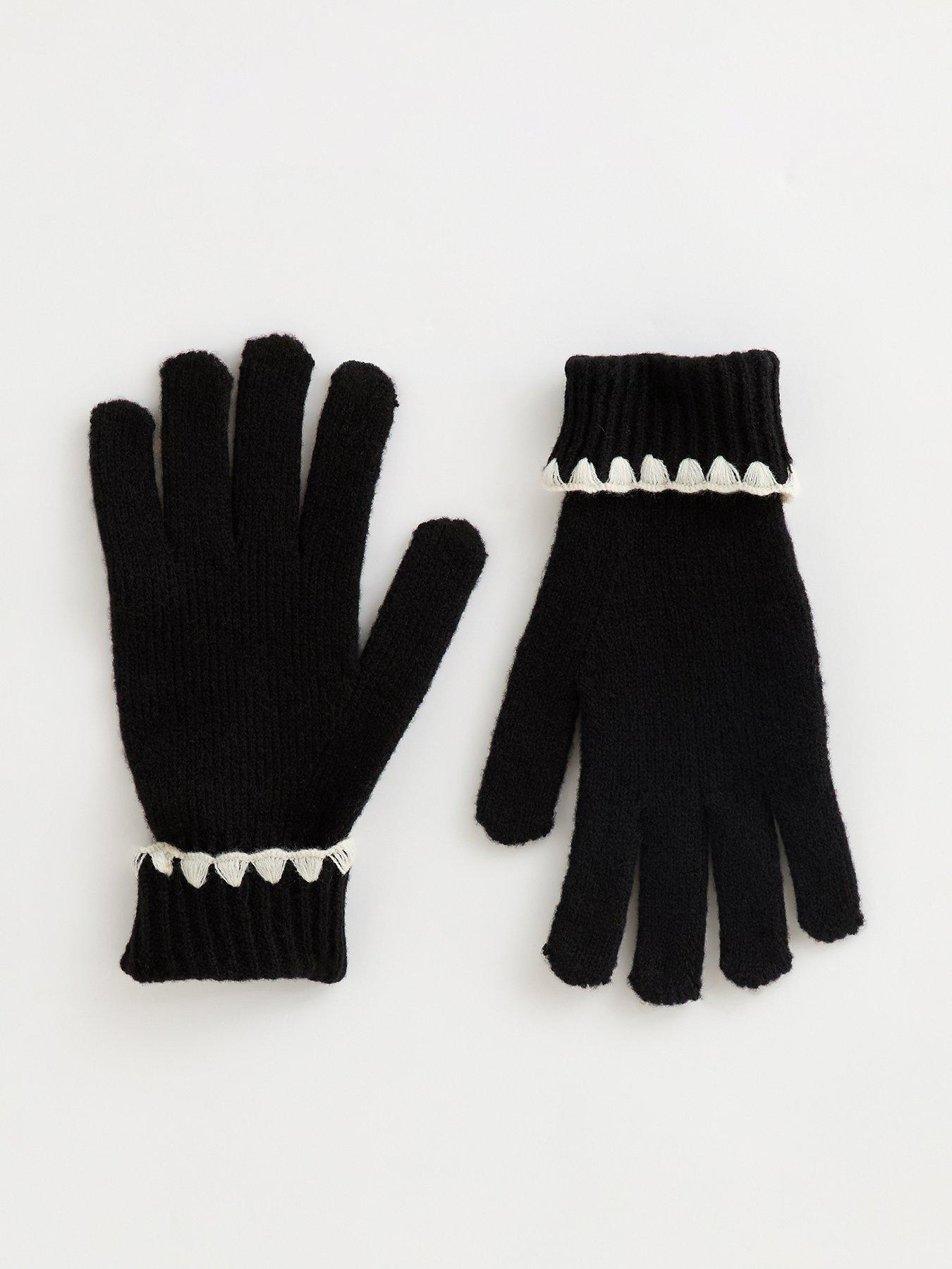 New Look Whipstitch Gloves - Black