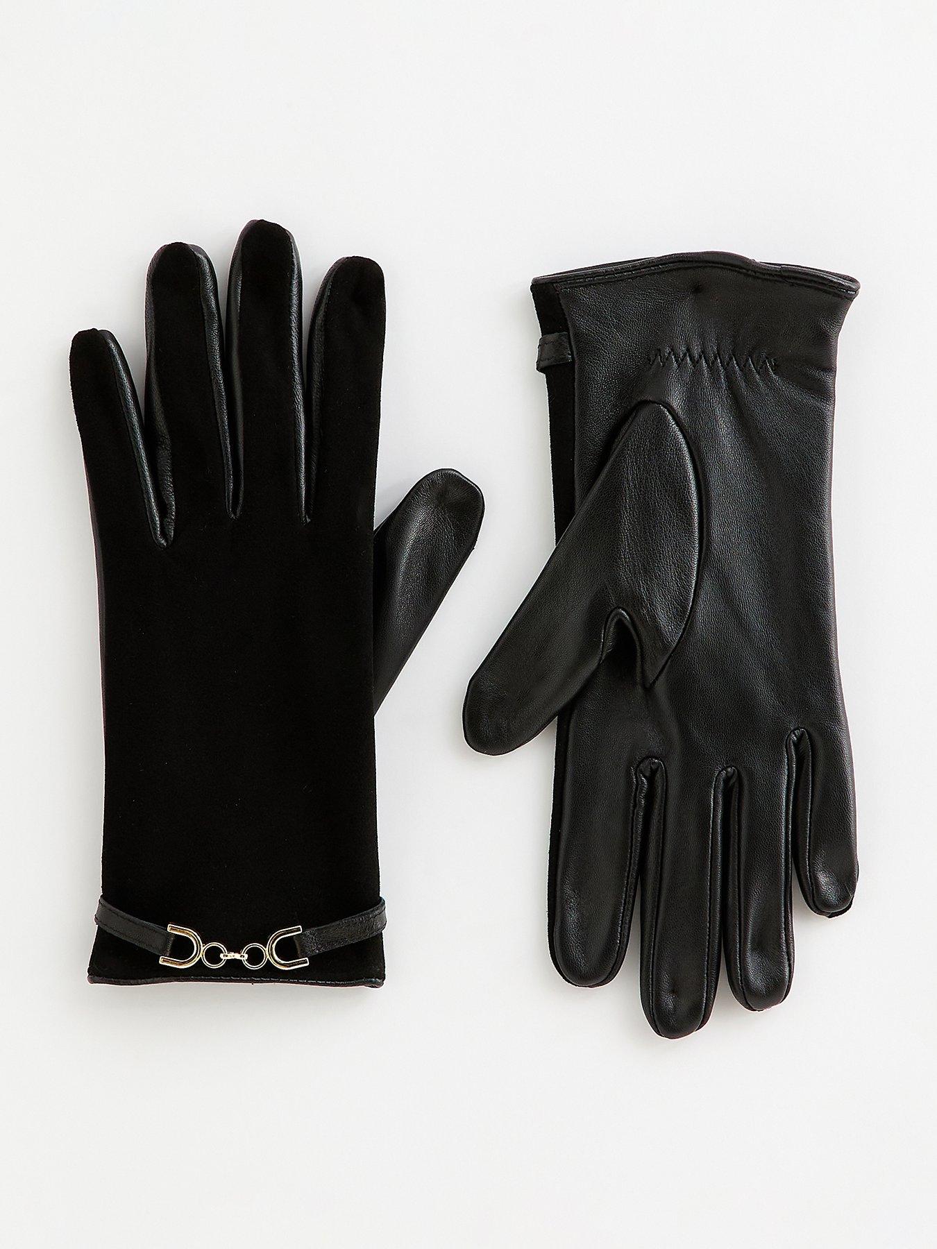 New Look Leather Buckle Gloves - Black