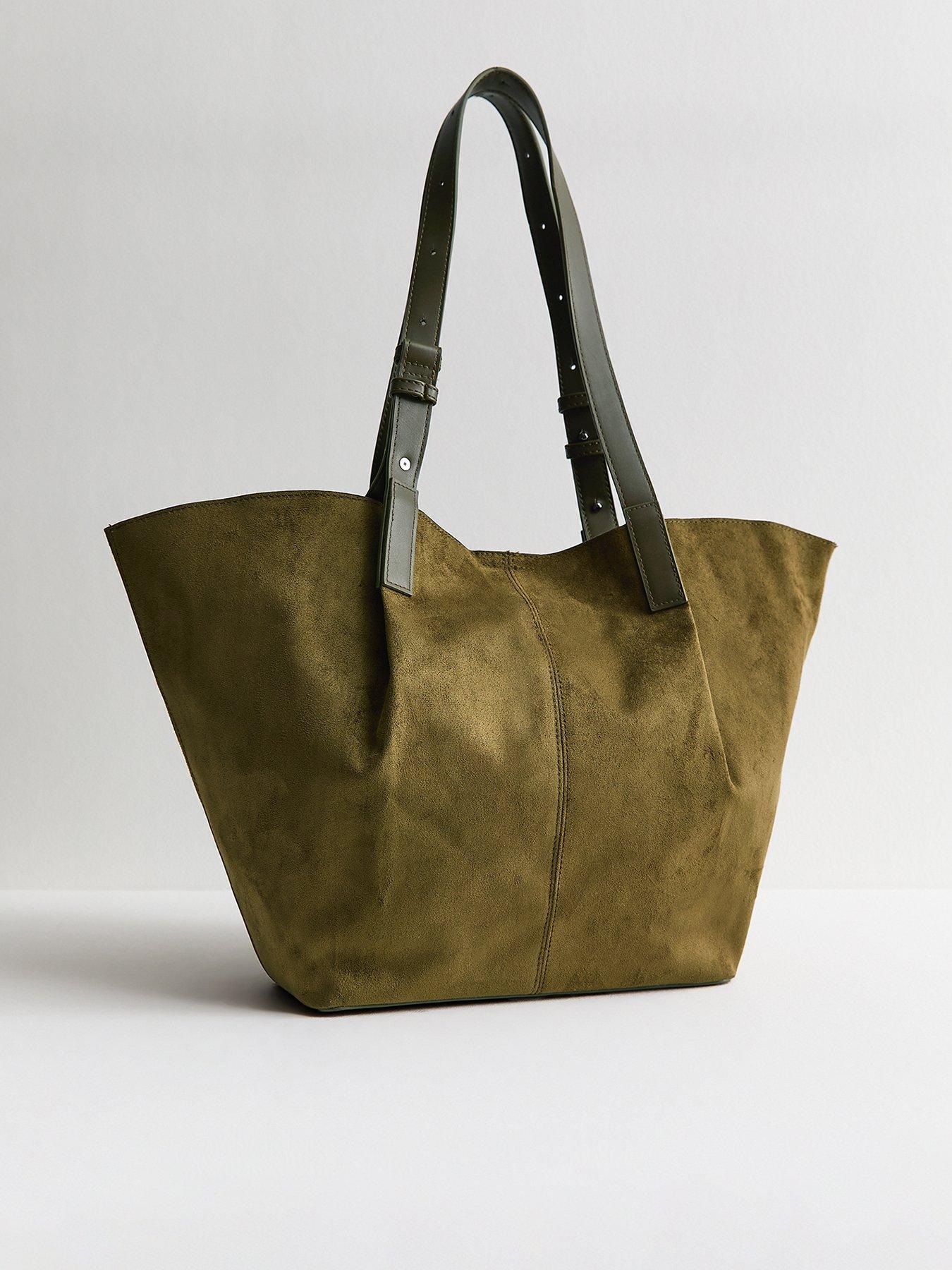 Image 2 of 5 of New Look Perth Pinch Suedette Tote - Green