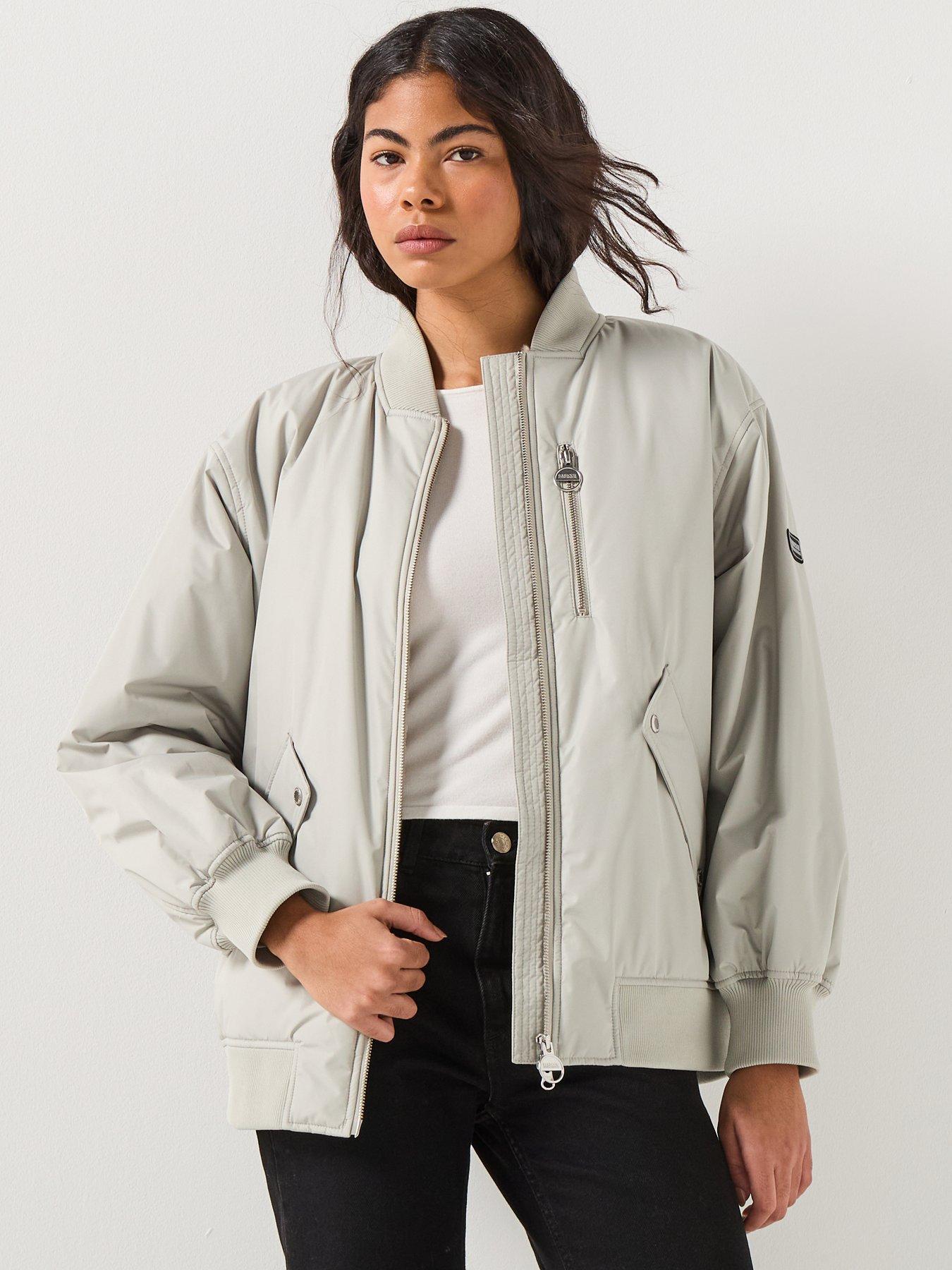 Barbour International Kuala Showerproof Bomber Jacket- Grey, Grey, Size 12, Women
