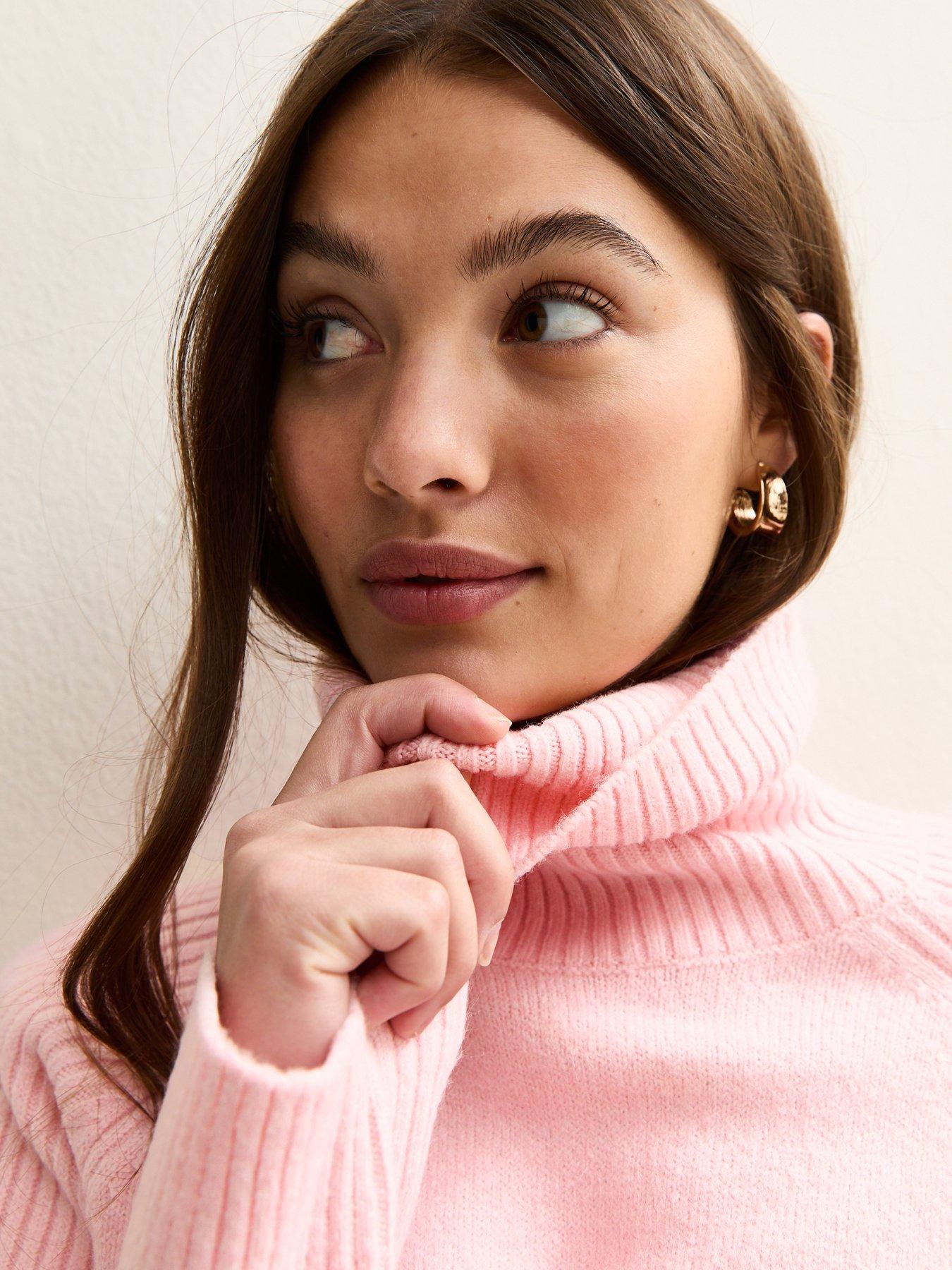 New Look Bright Pink Rib Roll Neck Jumper Very