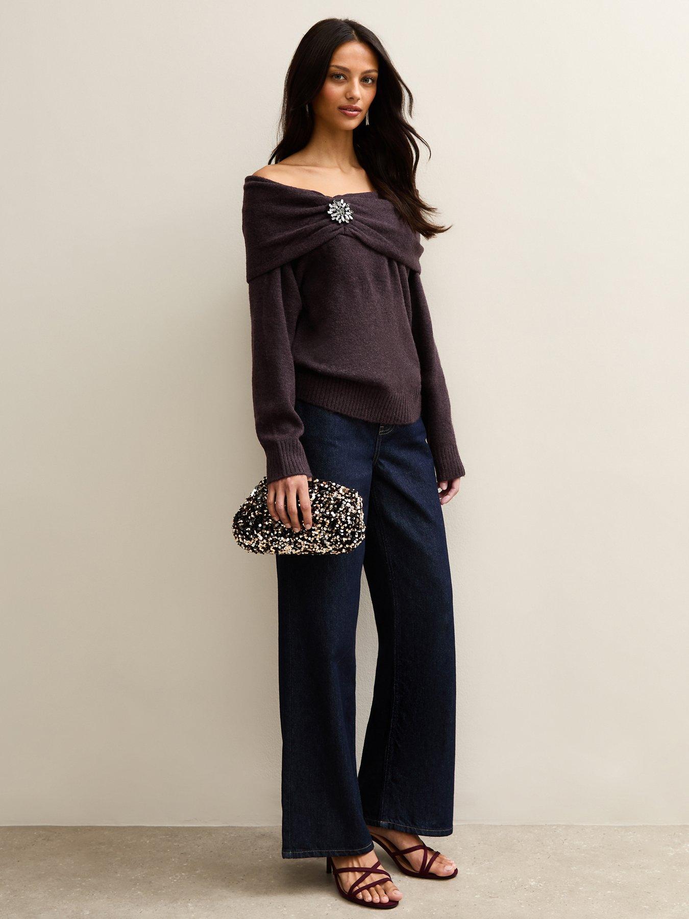 New Look Off The Shoulder Jumper - Purple | Very