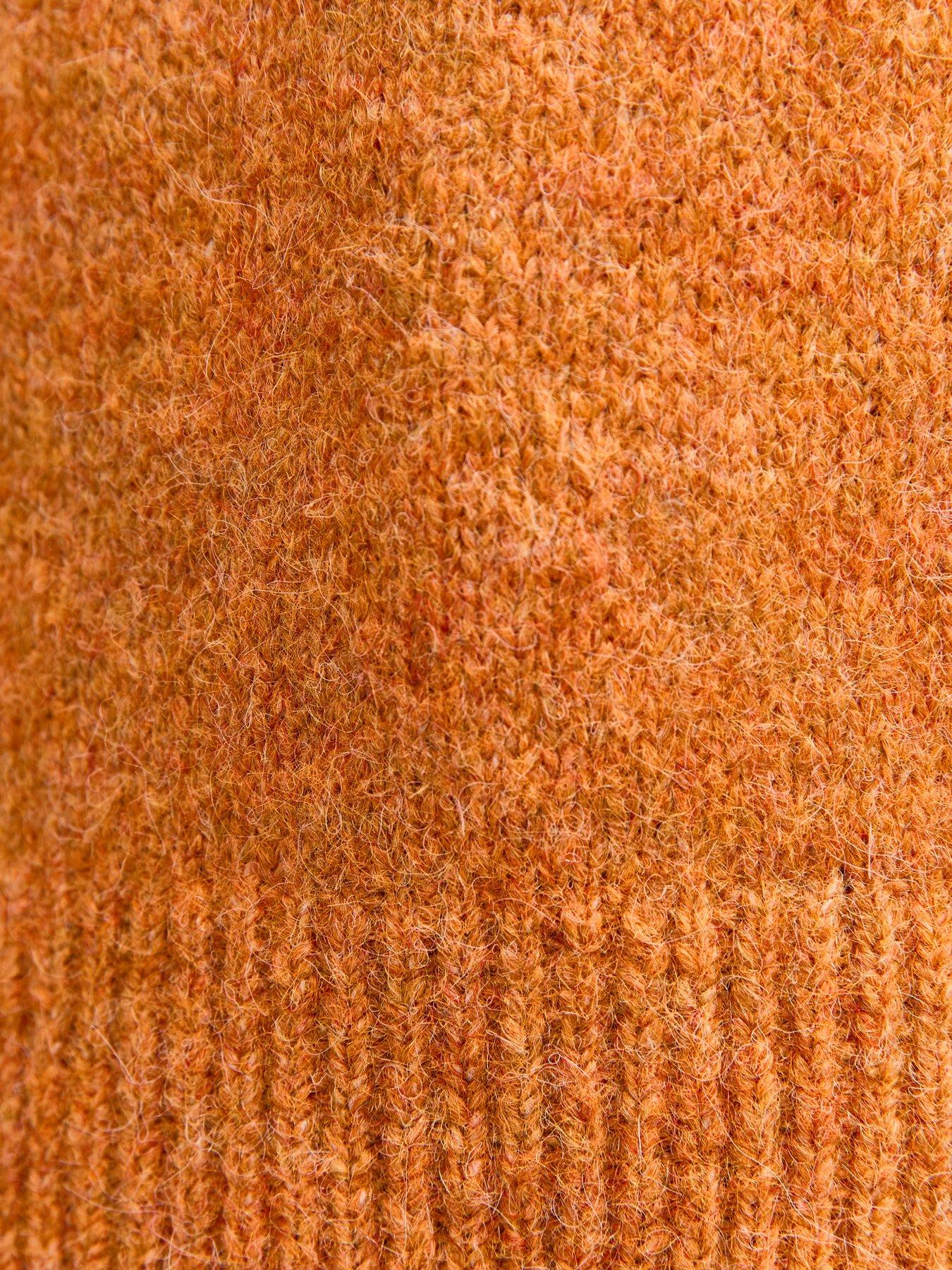 Image 5 of 5 of New Look Crew Neck Textured Knit Oversized Jumper - Orange