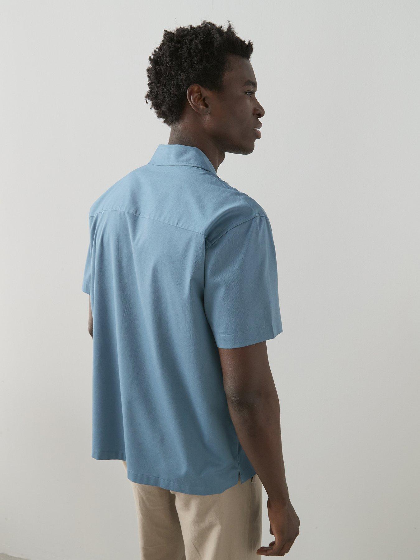 Image 2 of 6 of The Very Collection Pure Cotton Short Sleeve Button Through Shirt - Blue