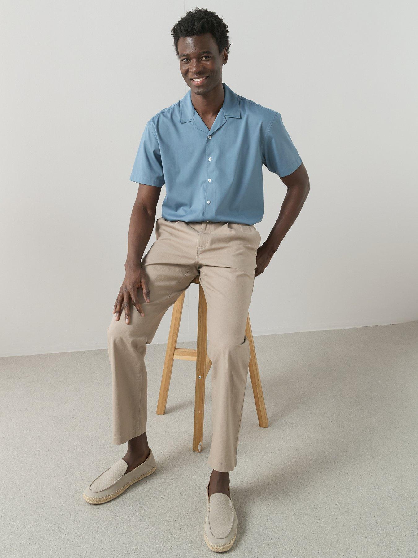 Image 3 of 6 of The Very Collection Pure Cotton Short Sleeve Button Through Shirt - Blue