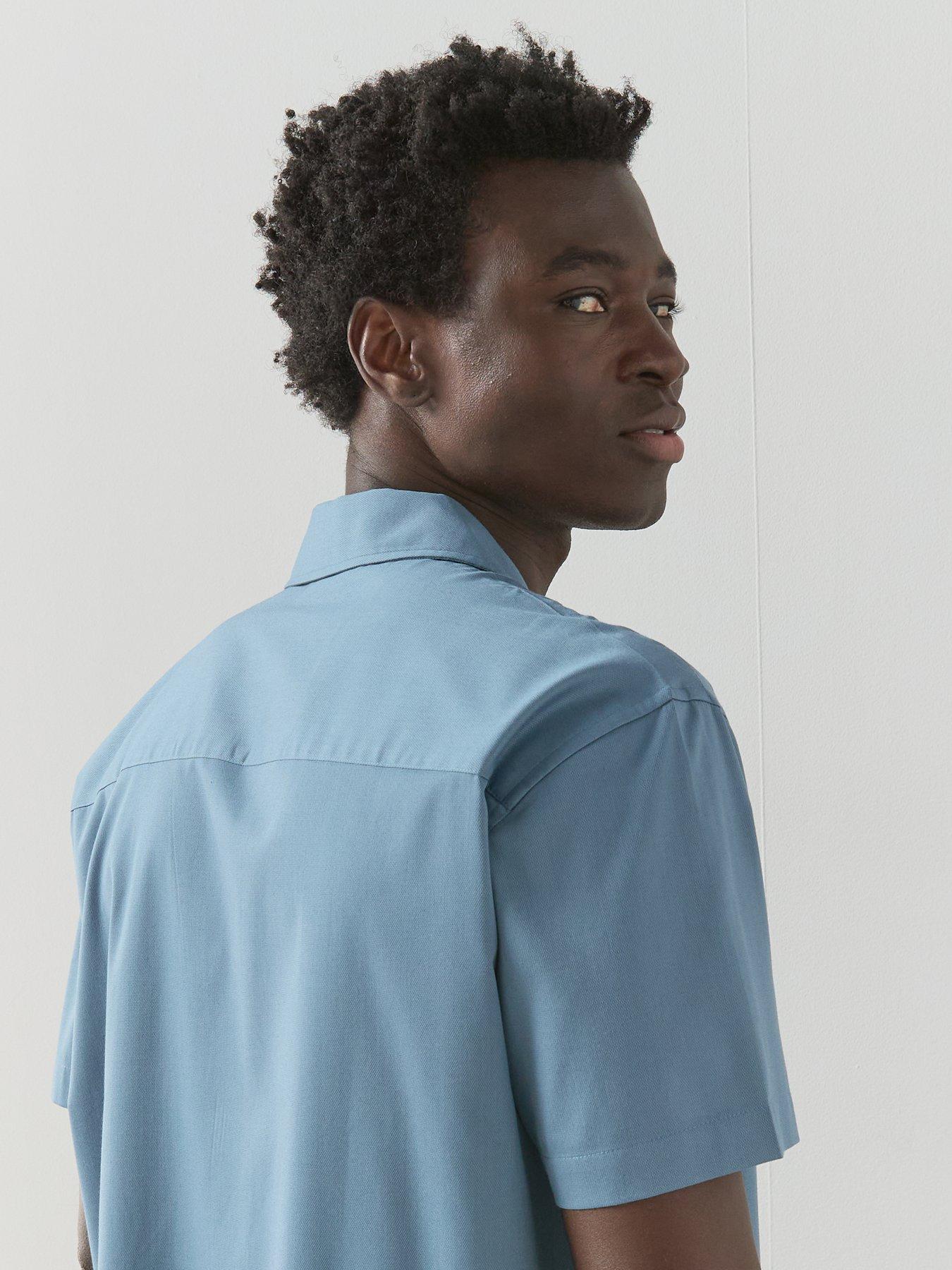 Image 5 of 6 of The Very Collection Pure Cotton Short Sleeve Button Through Shirt - Blue