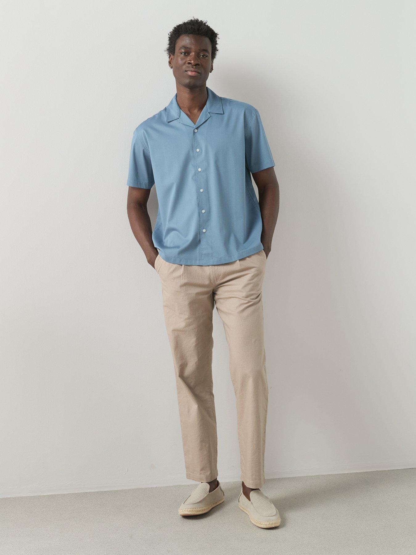 Image 6 of 6 of The Very Collection Pure Cotton Short Sleeve Button Through Shirt - Blue