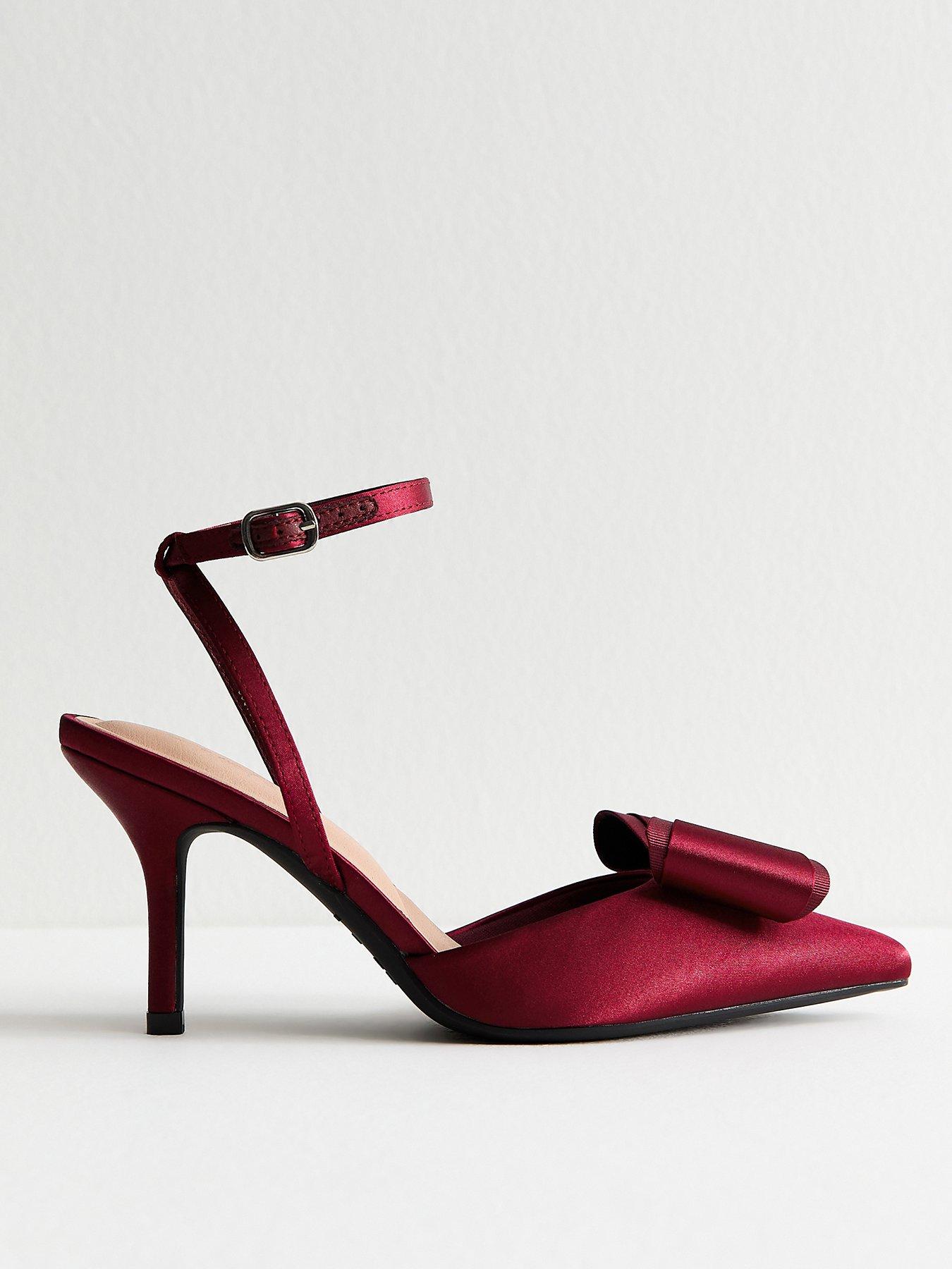 New Look Satin Bow Embellished Stiletto Heels Red Very
