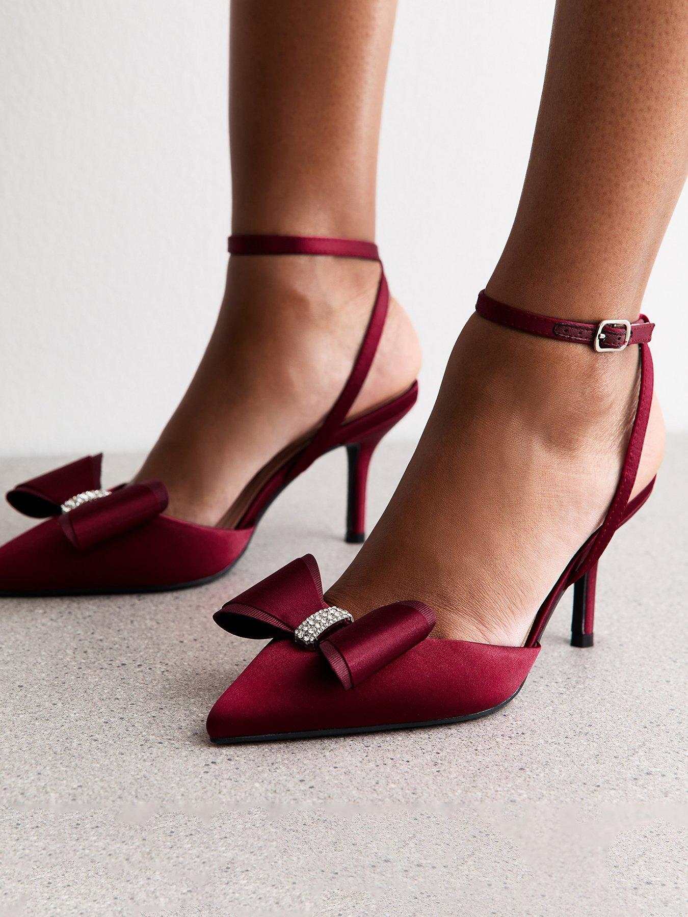 New Look Satin Bow Embellished Stiletto Heels Red Very