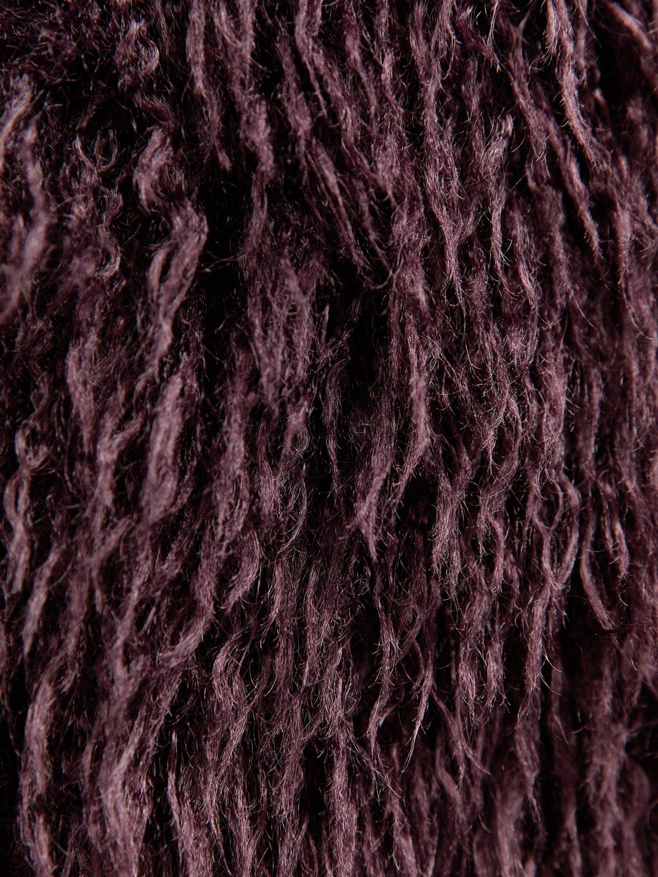 Image 6 of 6 of New Look Dark Burgundy Faux Fur Midi Coat