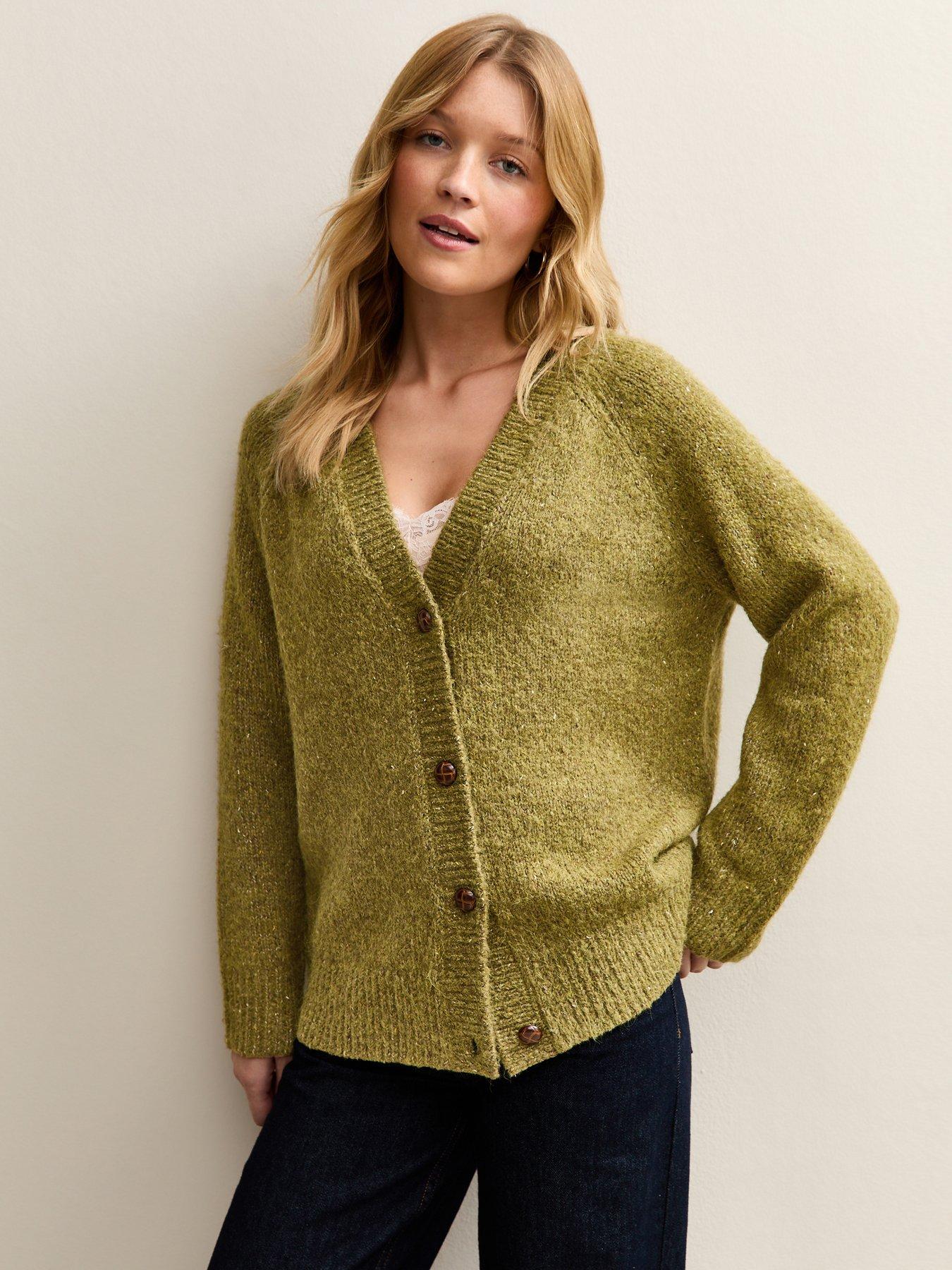 New Look Light Khaki Chunky Raglan V Neck Cardigan