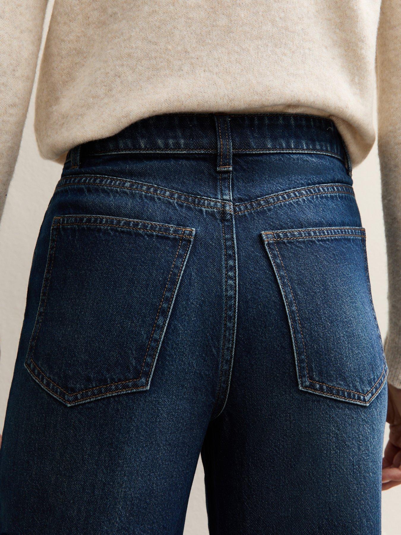 Image 5 of 6 of New Look Dark Blue Crossover Fly Wide Leg Jeans