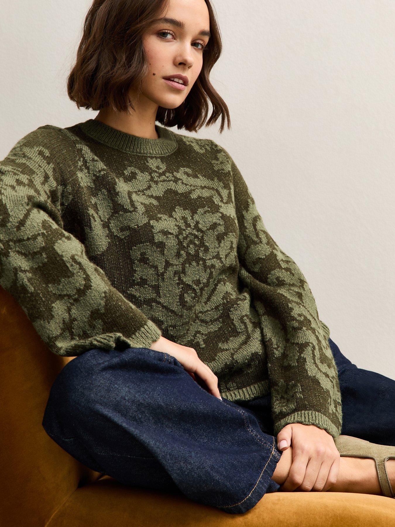 New Look Baroque Crew Neck Jumper - Green