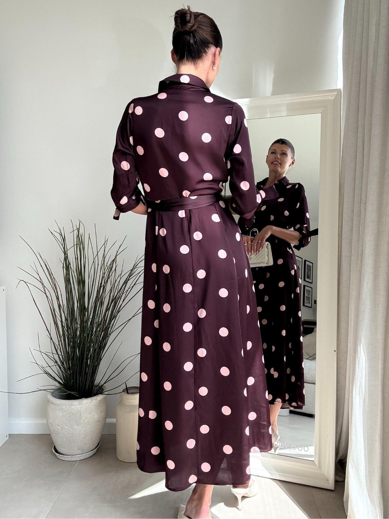 Style Cheat Polka Dot Shirt Dress - Dark Red/Pink | Very