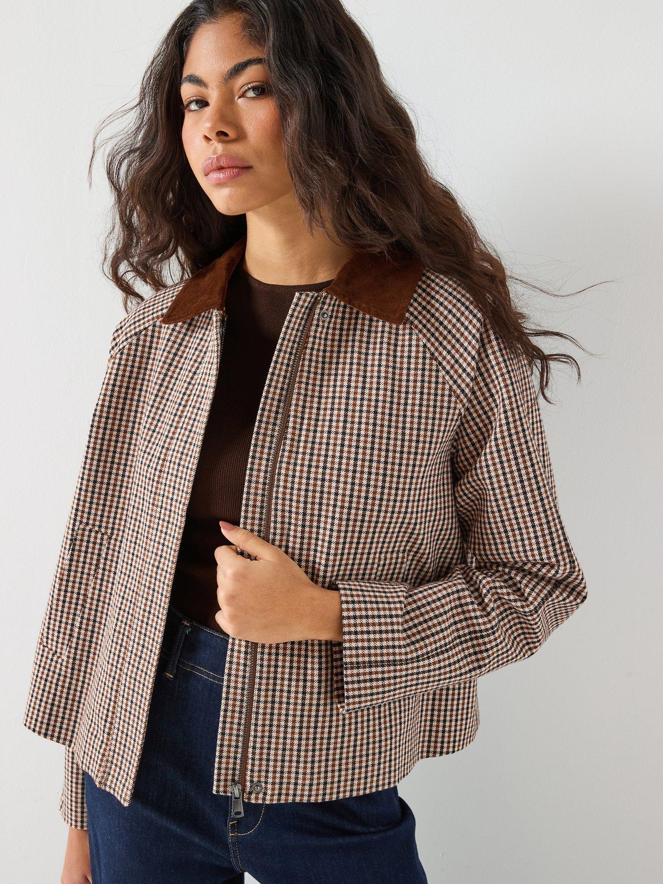 Image 1 of 6 of Only Check Jacket - Brown