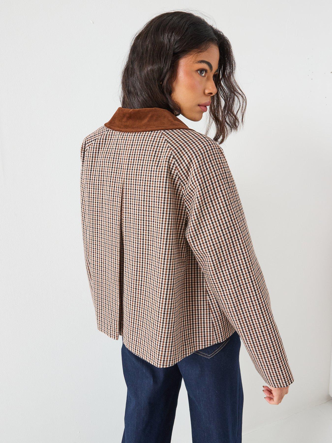 Image 2 of 6 of Only Check Jacket - Brown