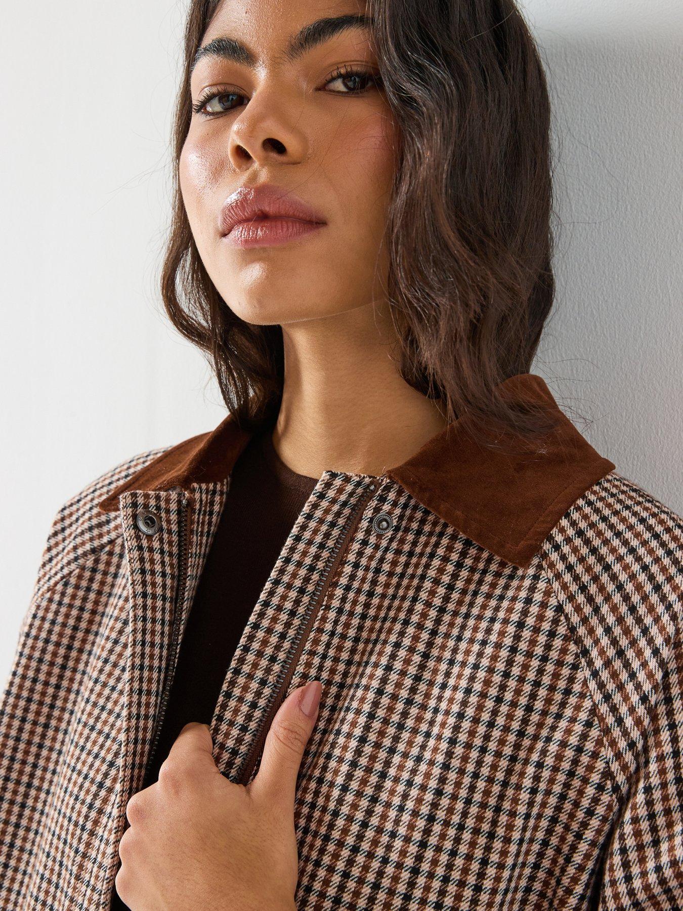 Image 5 of 6 of Only Check Jacket - Brown