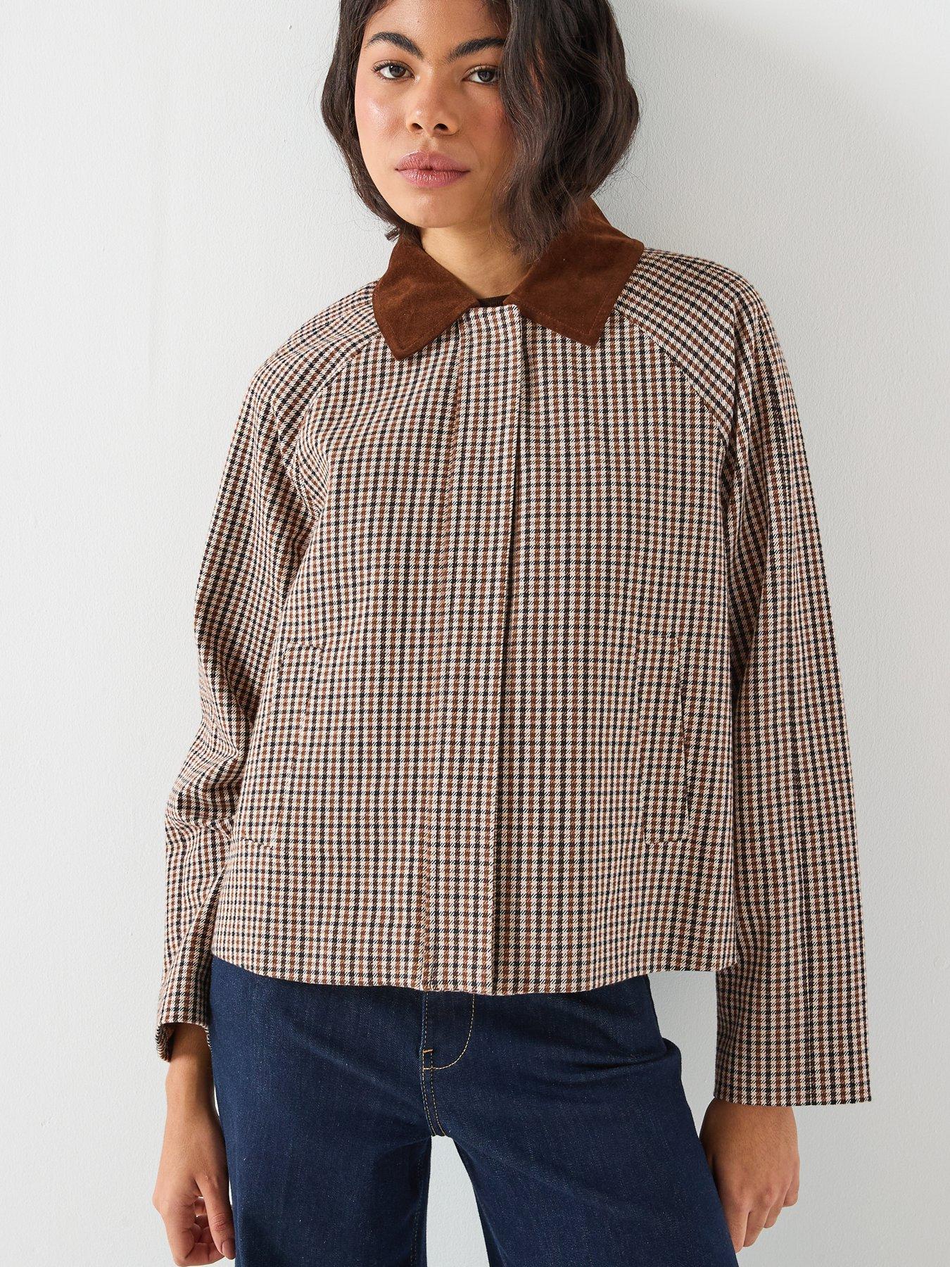 Image 6 of 6 of Only Check Jacket - Brown