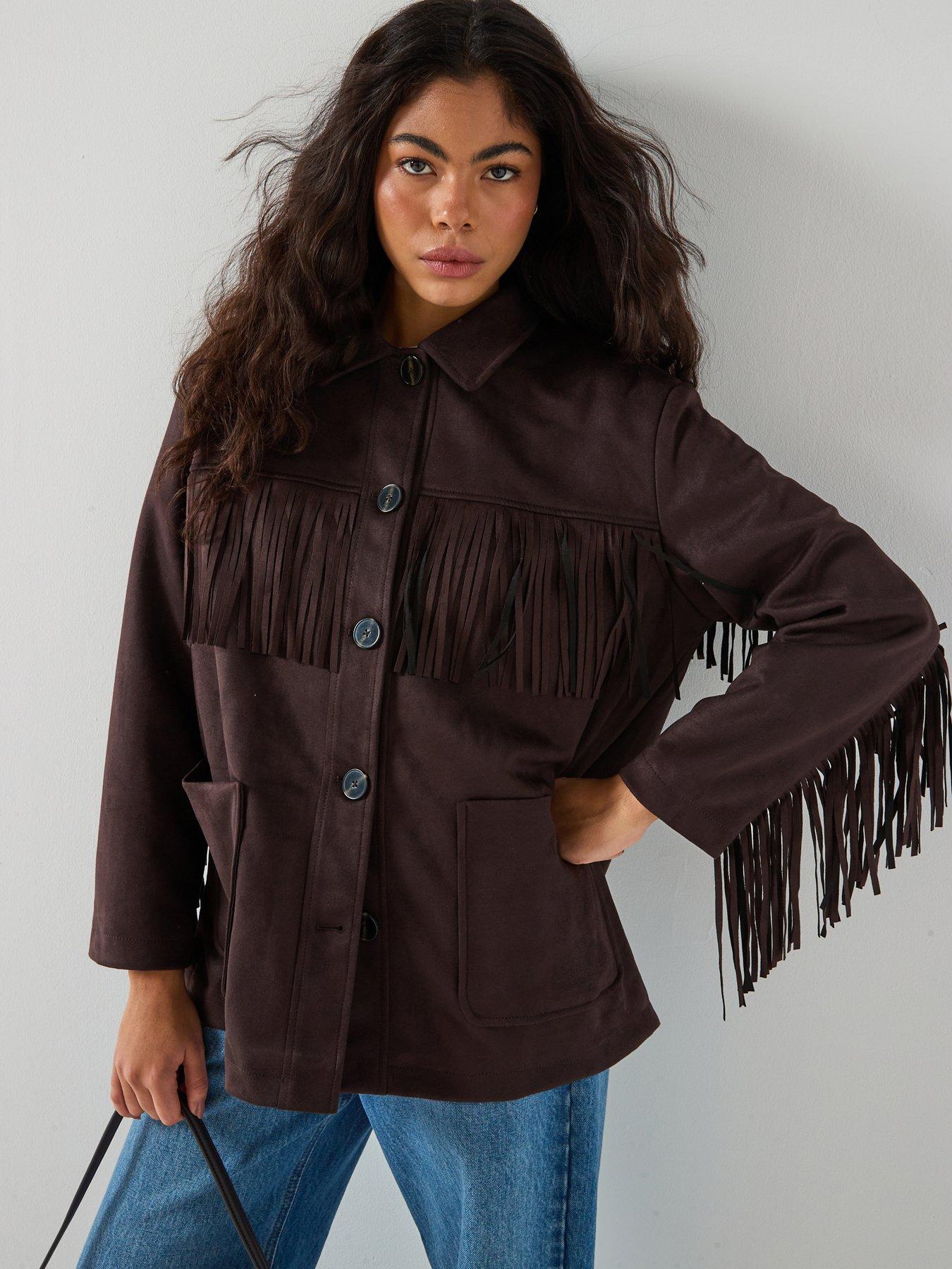 only-fringed-faux-suede-jacket-brown