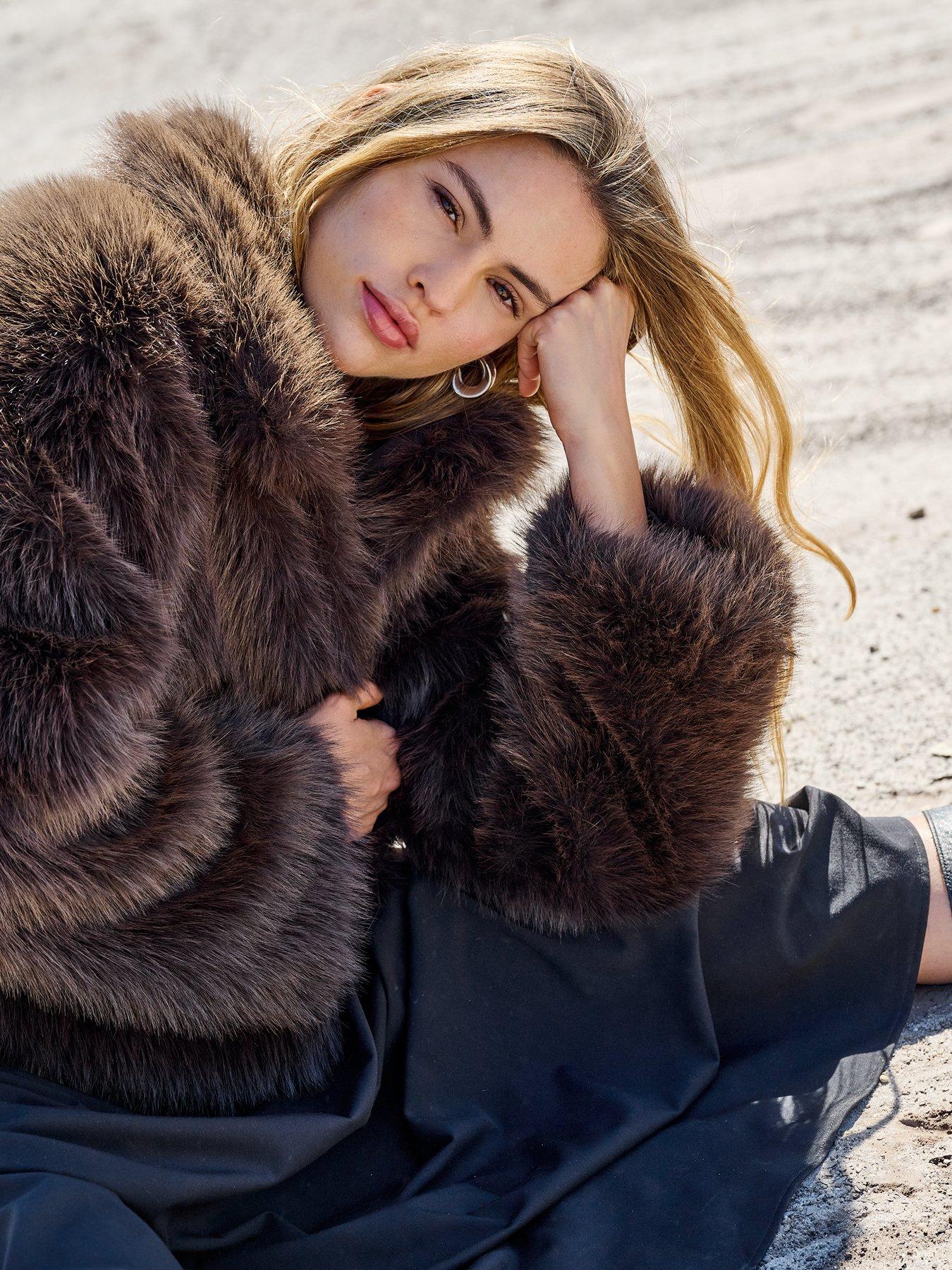 Only Faux Fur Jacket - Brown | Very