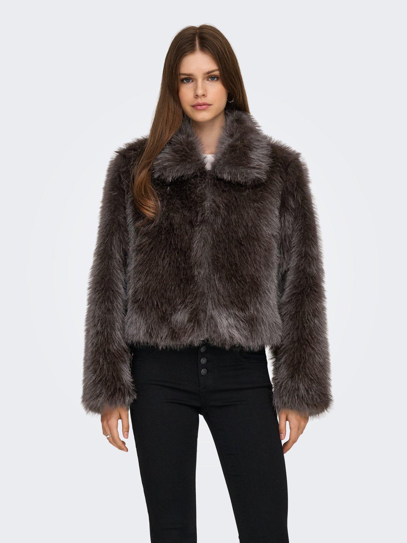 Only Faux Fur Jacket - Brown | Very