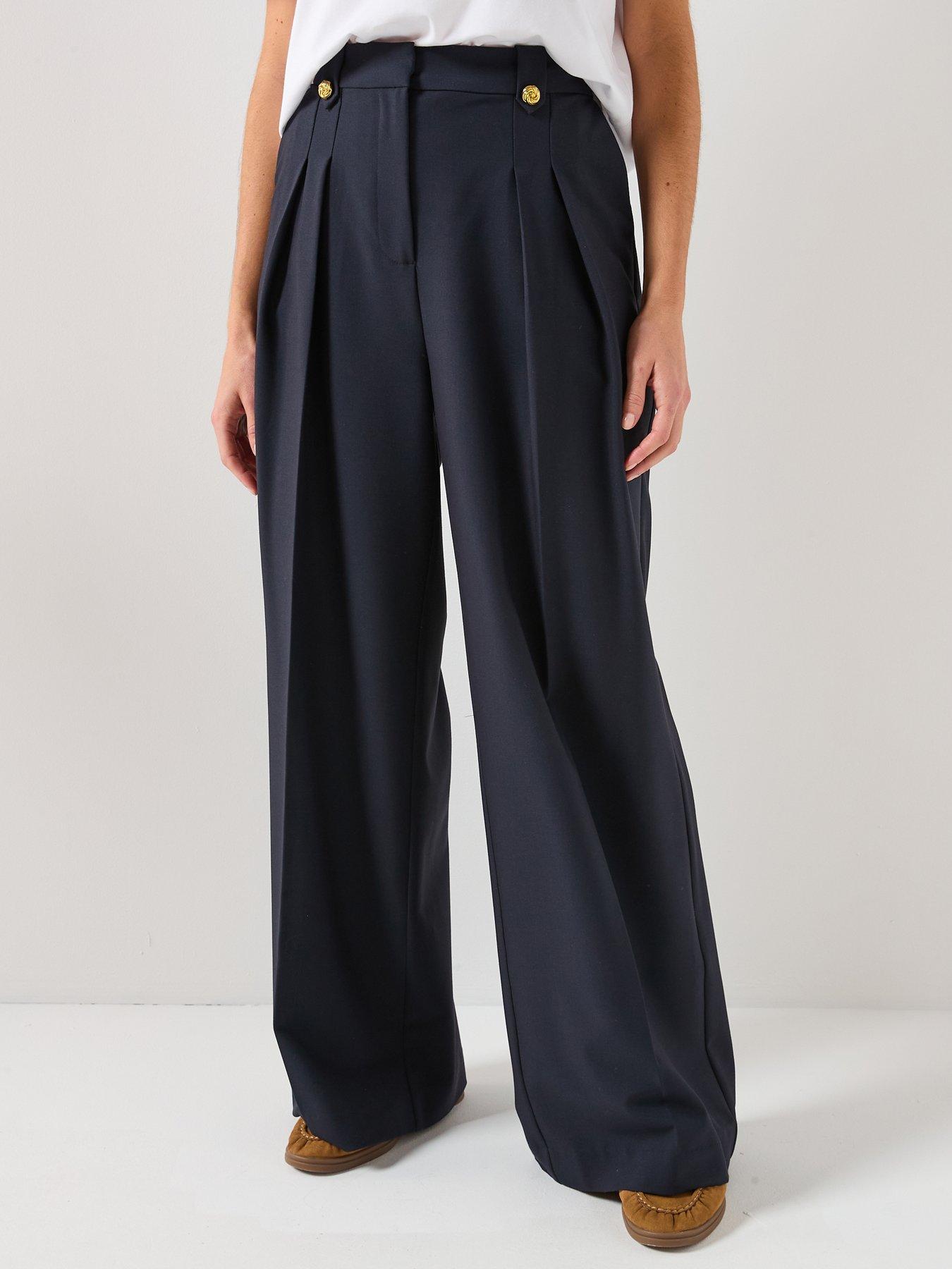 Image 1 of 6 of Barbour Avery Wide Leg Trousers - Navy