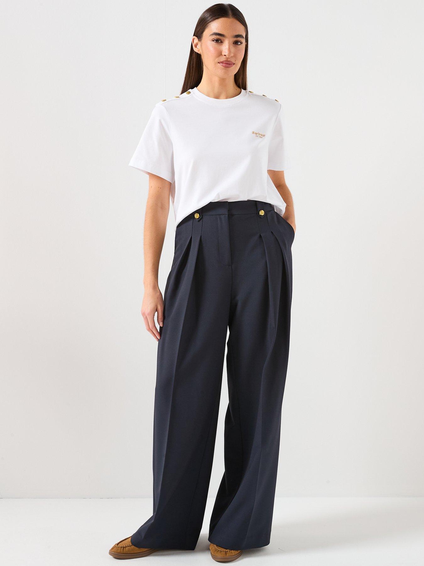 Image 3 of 6 of Barbour Avery Wide Leg Trousers - Navy