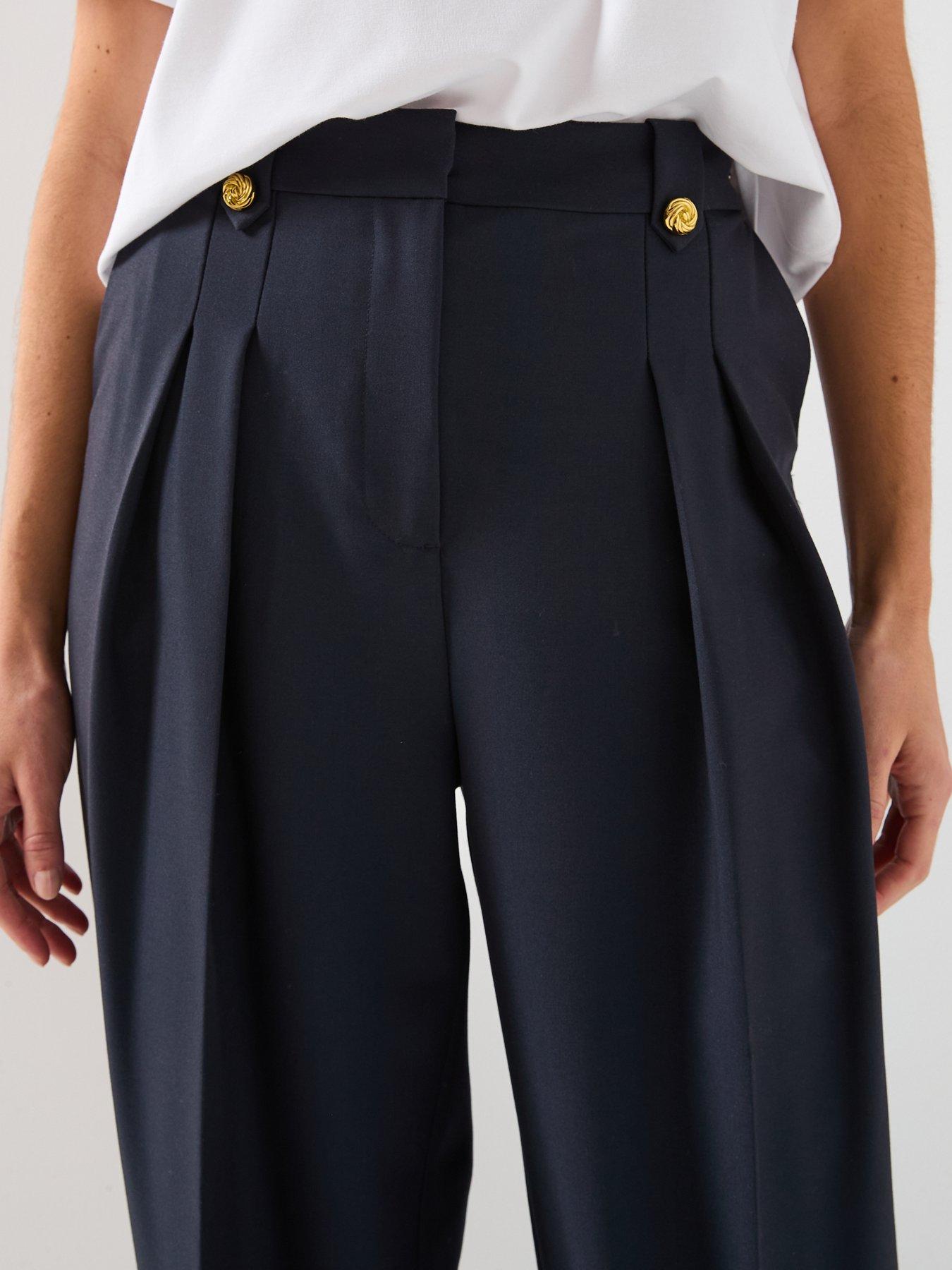 Image 4 of 6 of Barbour Avery Wide Leg Trousers - Navy