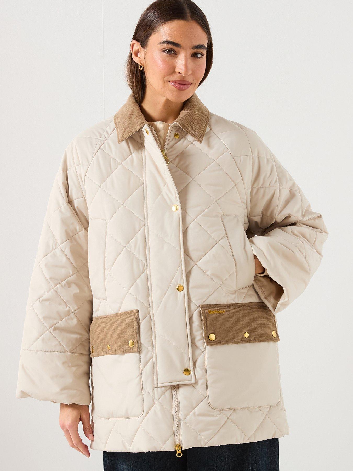 Barbour Aldburgh Quilted Jacket, White, Size 14, Women