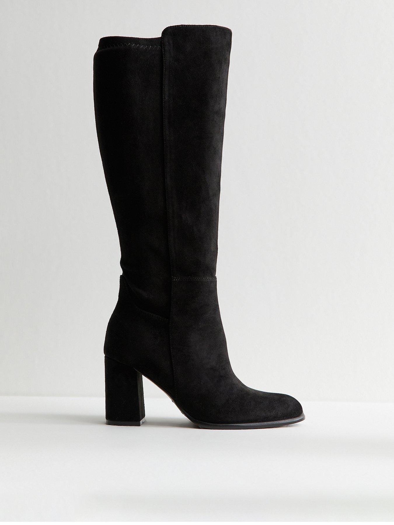 New Look Wide Fit Faux Suede Knee High Boots Black Very