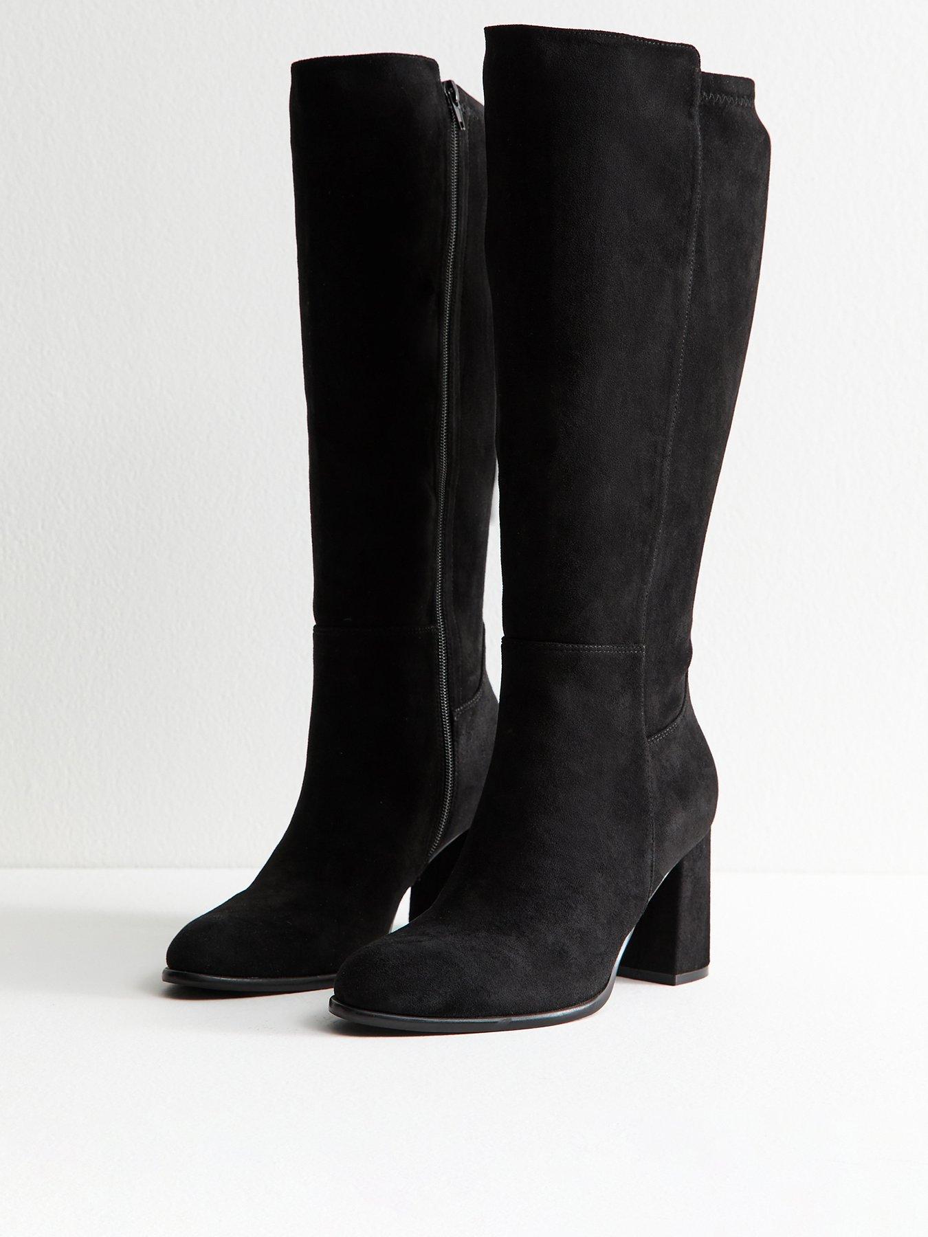 New Look Wide Fit Faux Suede Knee High Boots - Black | Very