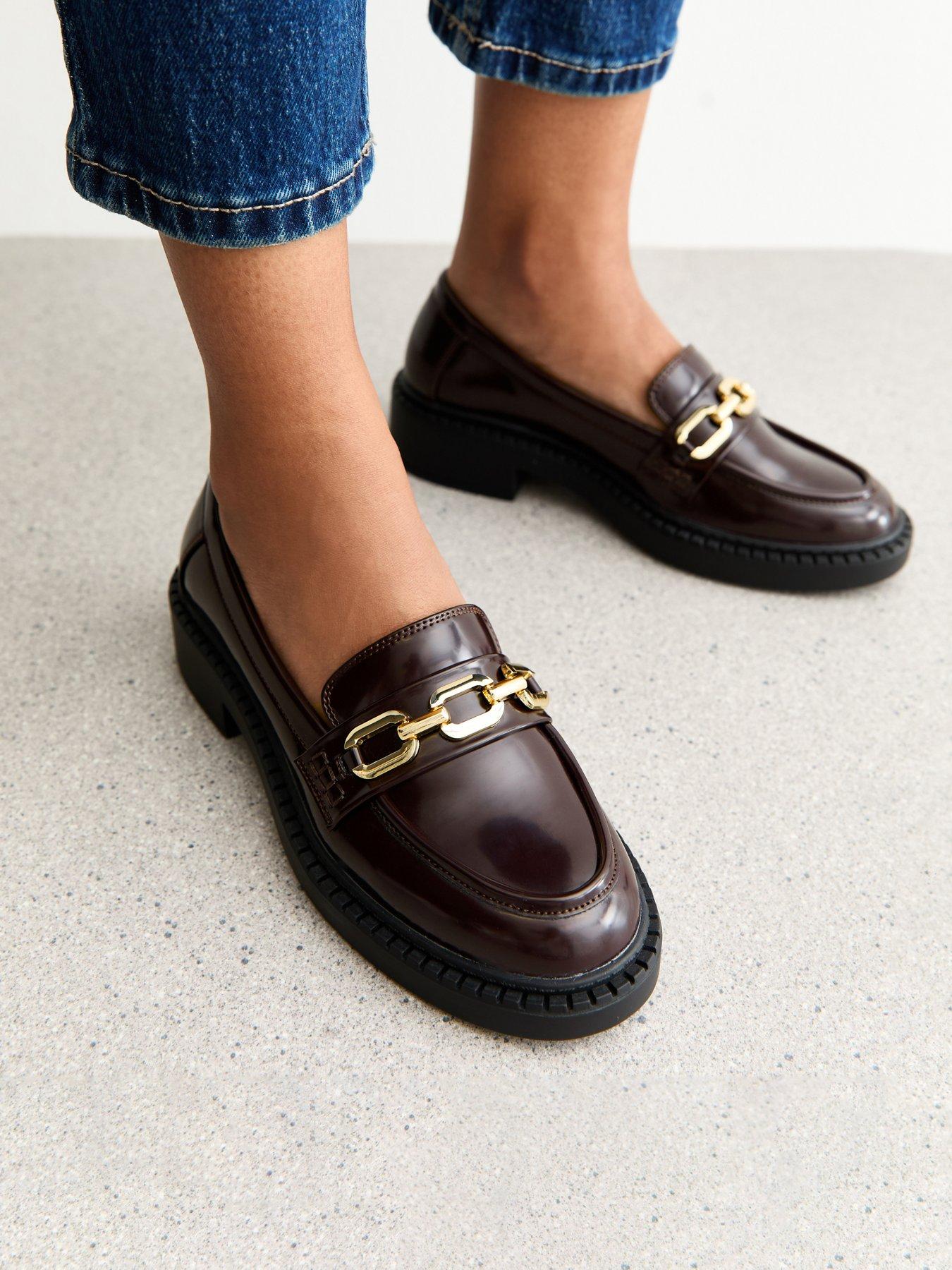 New Look Dark Burgundy Faux Leather Chunky Loafers