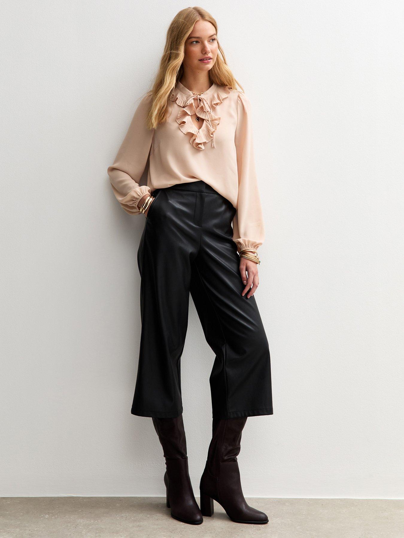 New Look Carter PU Culotte Trousers - Black