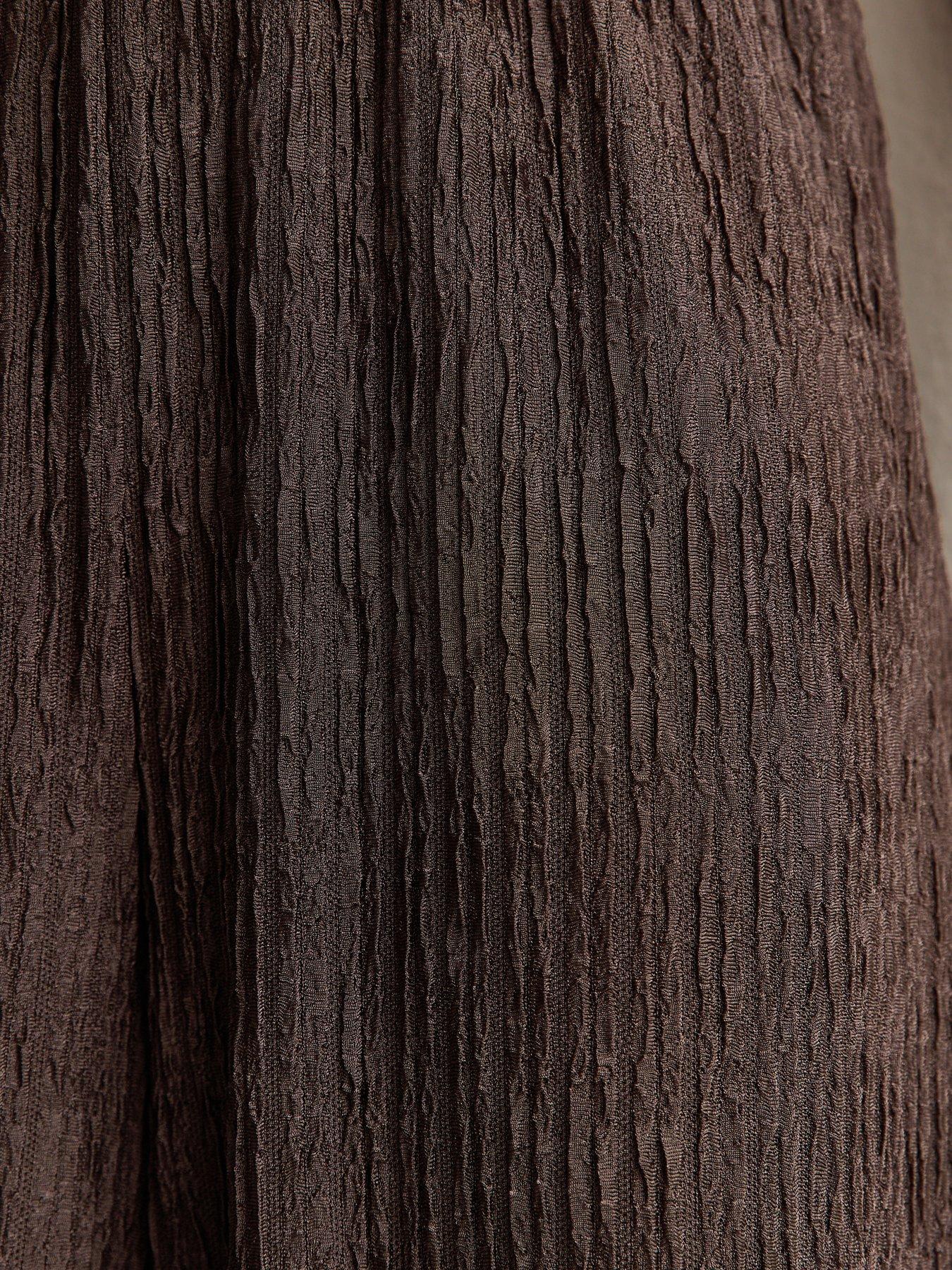 Image 6 of 6 of New Look Brown Textured Jersey Wide Leg Trousers