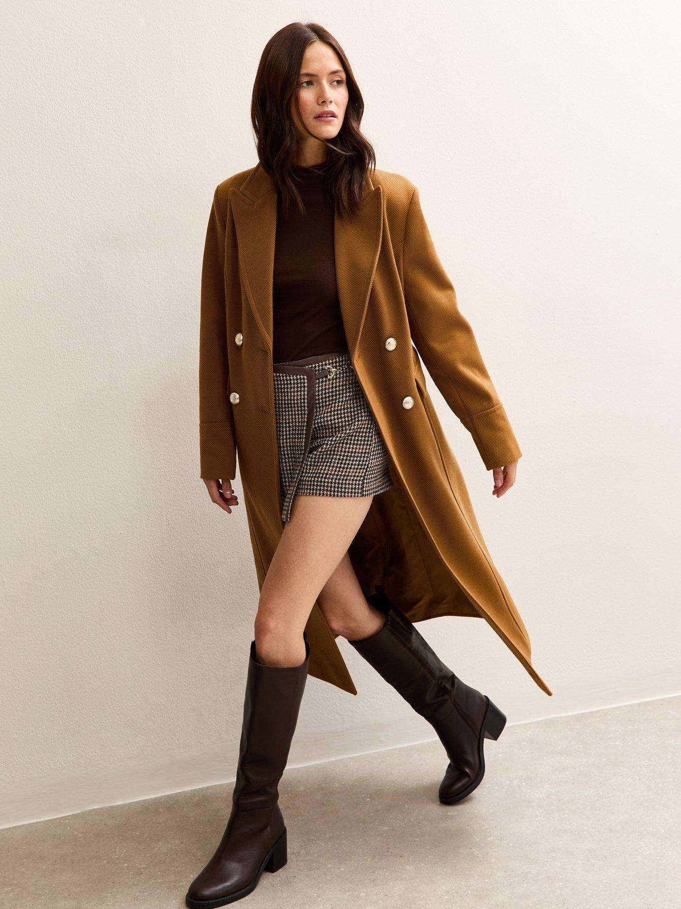 Image 3 of 6 of New Look Mini Check Trim Wrap Skort - Brown