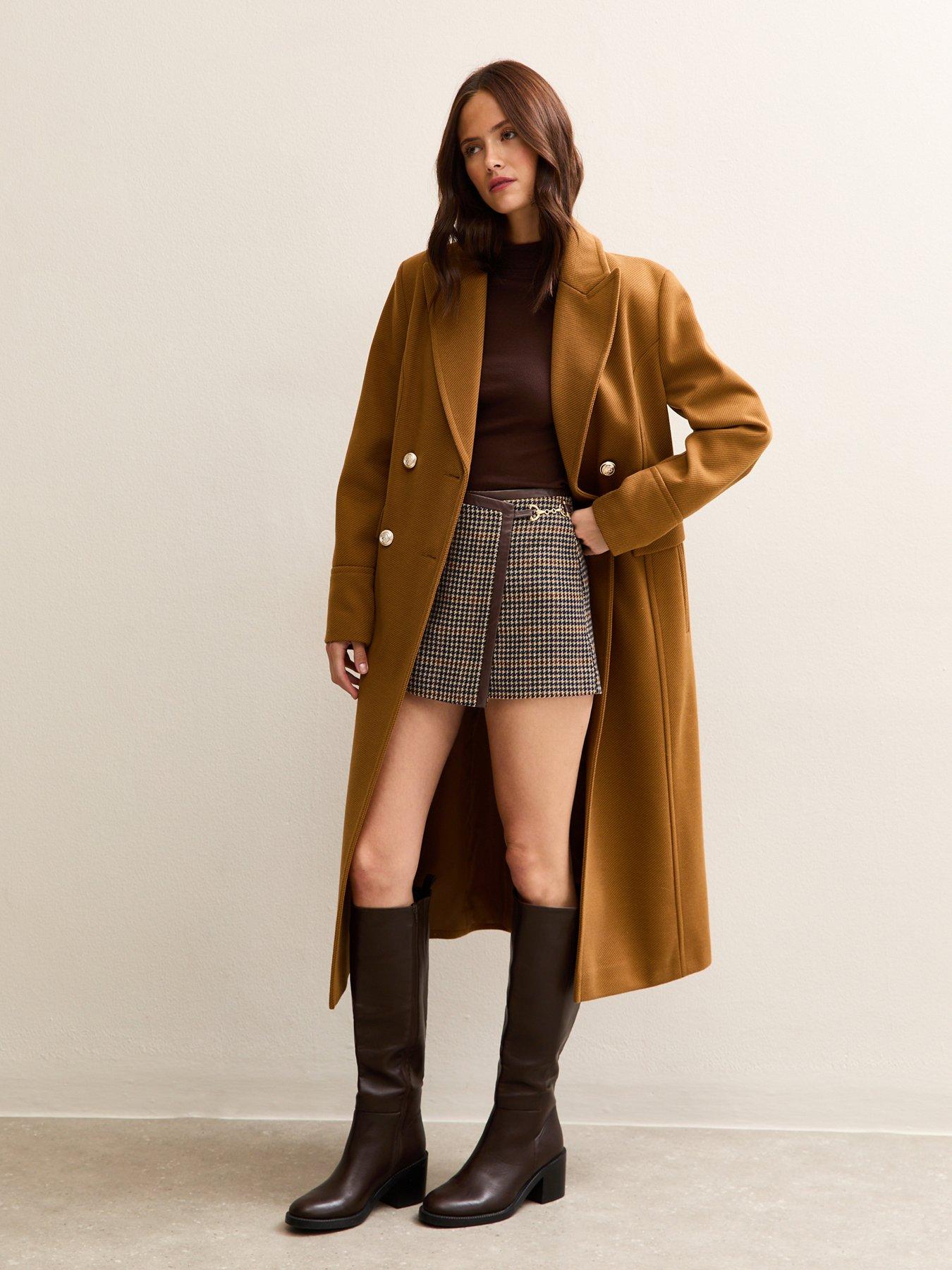 Image 5 of 6 of New Look Mini Check Trim Wrap Skort - Brown