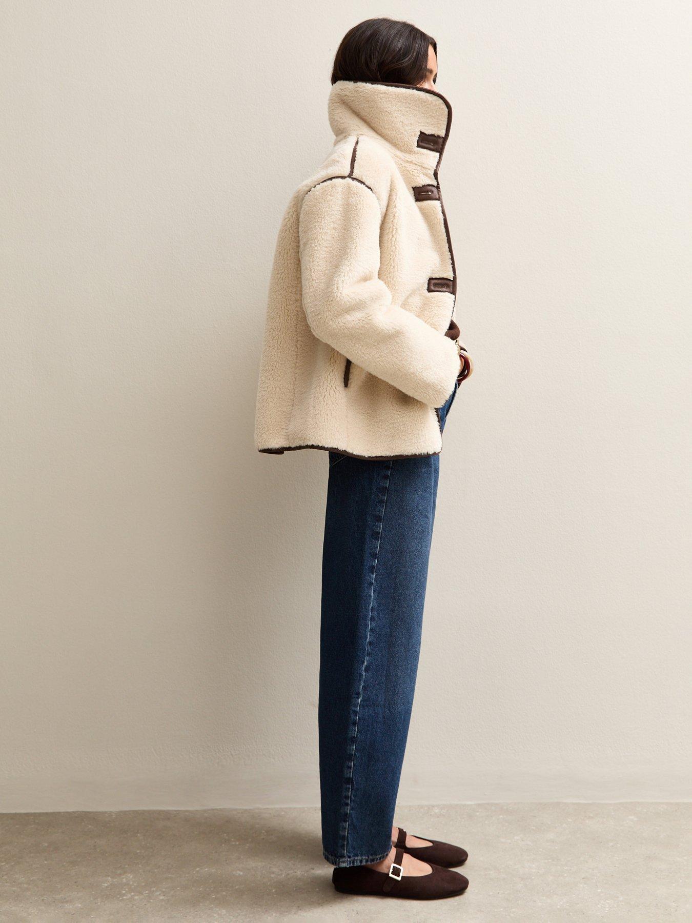 Image 4 of 7 of New Look Cream Faux Fur Bonded Jacket