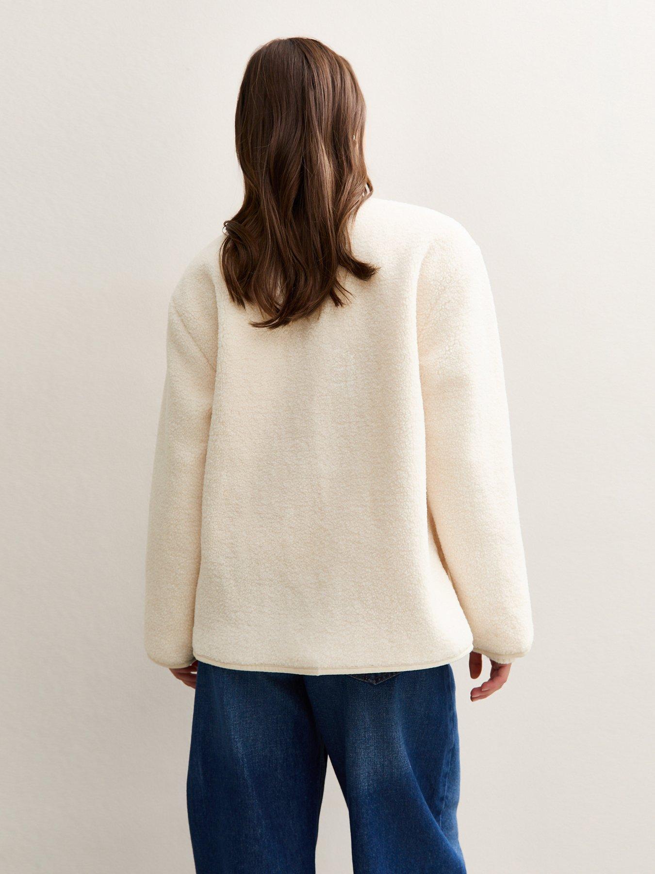 Image 2 of 6 of New Look Borg Button Through Jacket - Cream