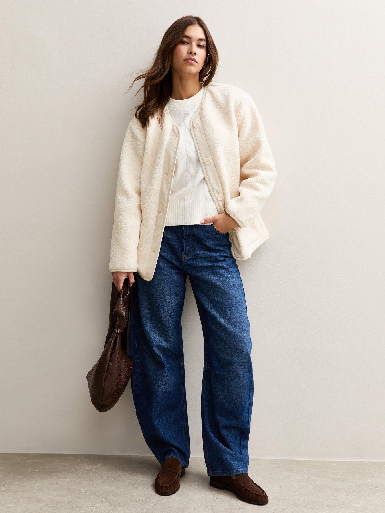 Image 3 of 6 of New Look Borg Button Through Jacket - Cream