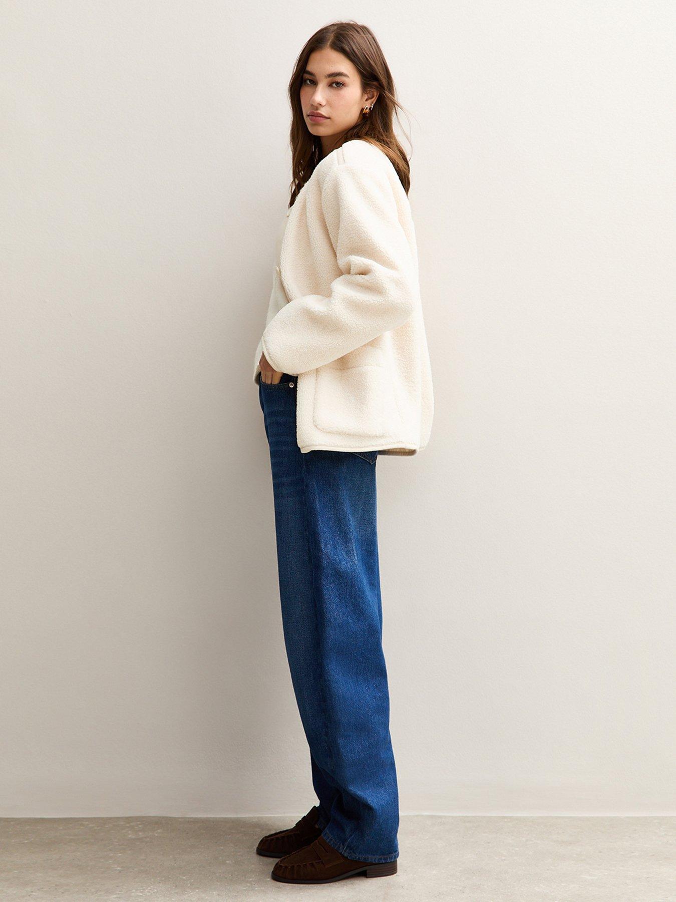 Image 4 of 6 of New Look Borg Button Through Jacket - Cream