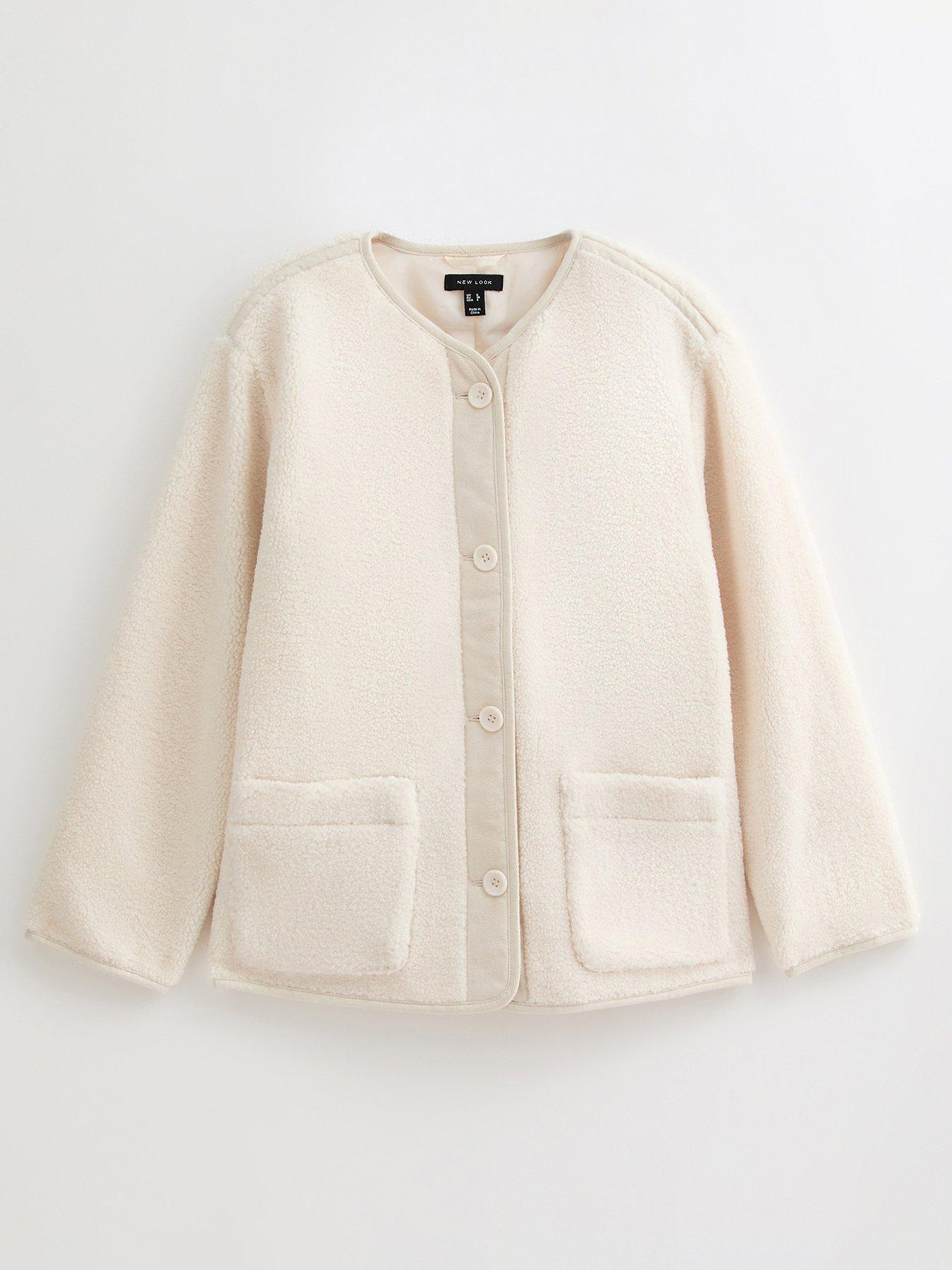 Image 6 of 6 of New Look Borg Button Through Jacket - Cream