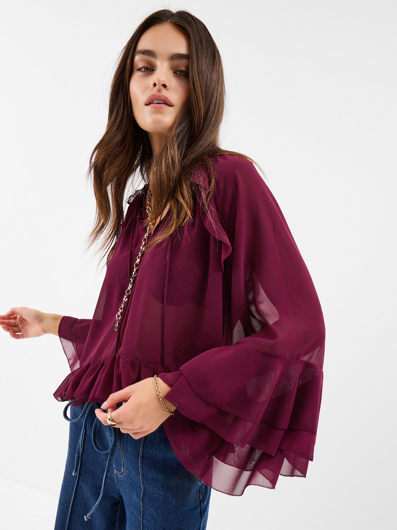 Accessorize Burgundy Ruffle Blouse - Red | Very