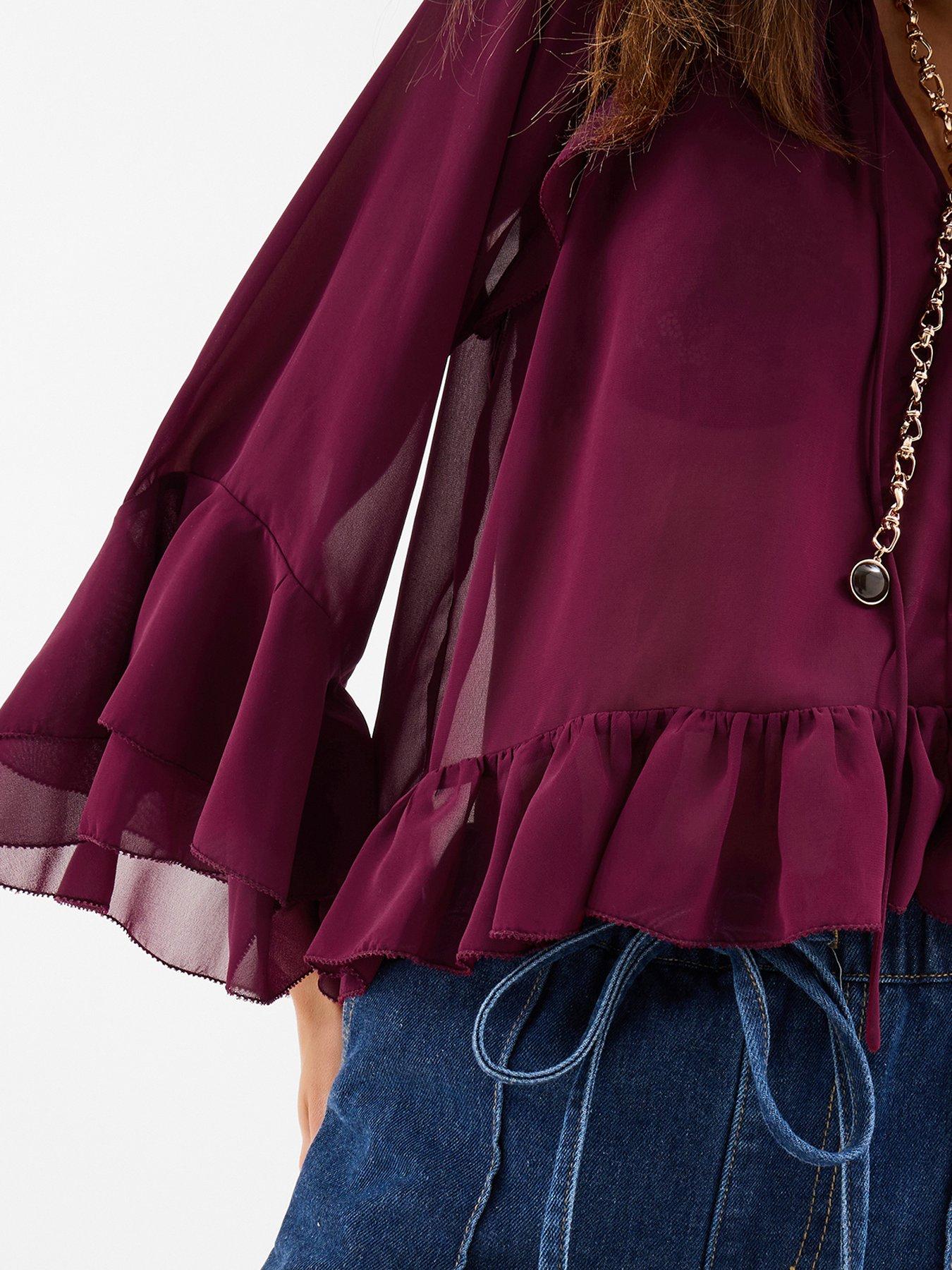 Accessorize Burgundy Ruffle Blouse - Red | Very