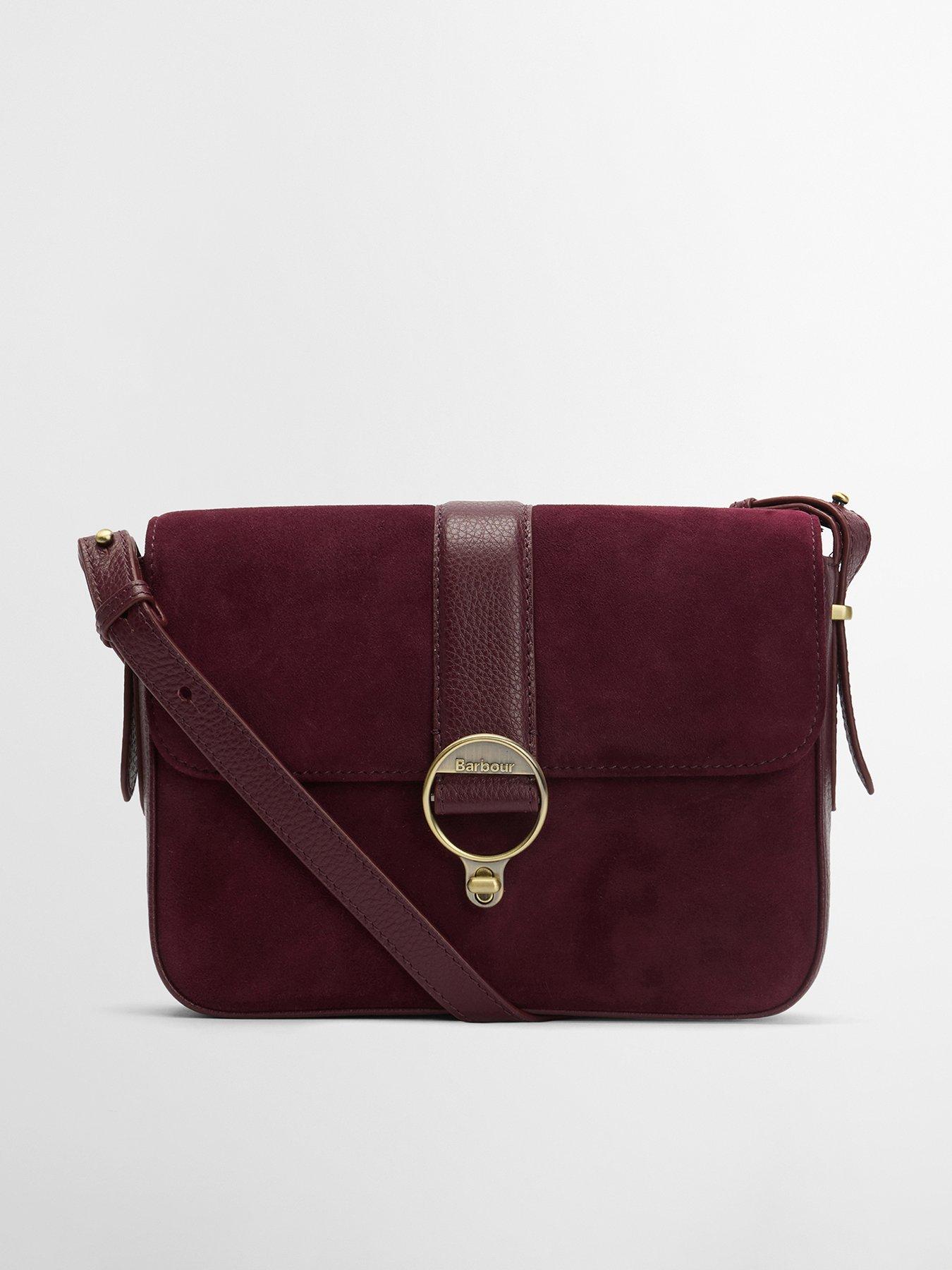 Barbour Rosa Suede  &  Leather Crossbody Bag - Red