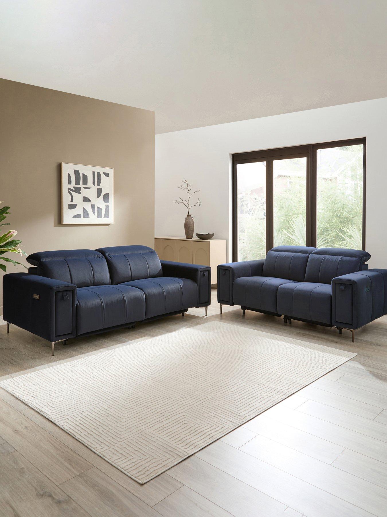 The Very Collection: Grove 3 Seater + 2 Seater Power Fabric Recliner Set (Buy  &  SAVE!)
