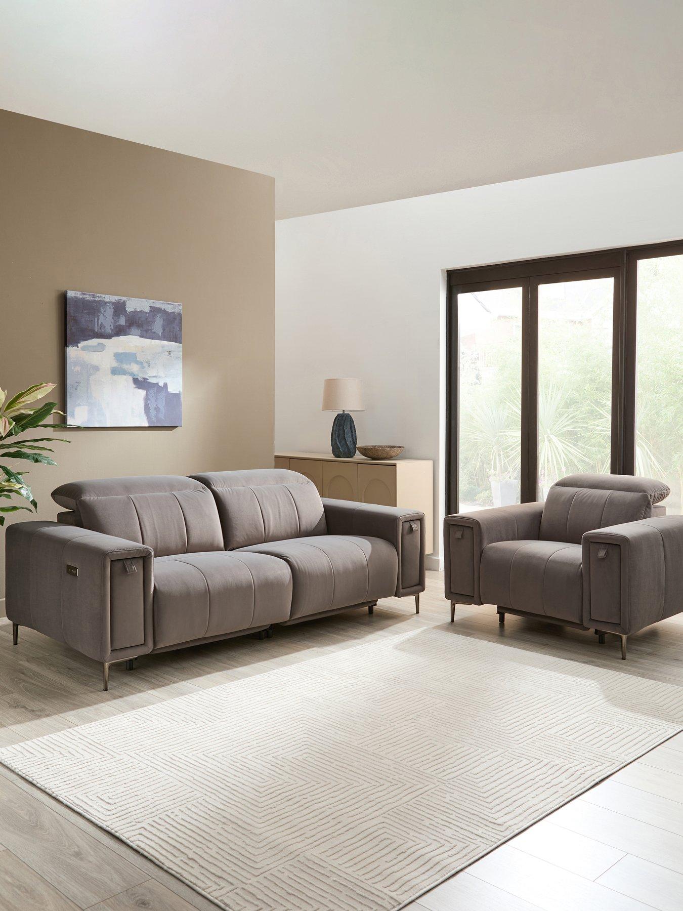 The Very Collection Grove 3 Seater + Chair Power Fabric Recliner Set