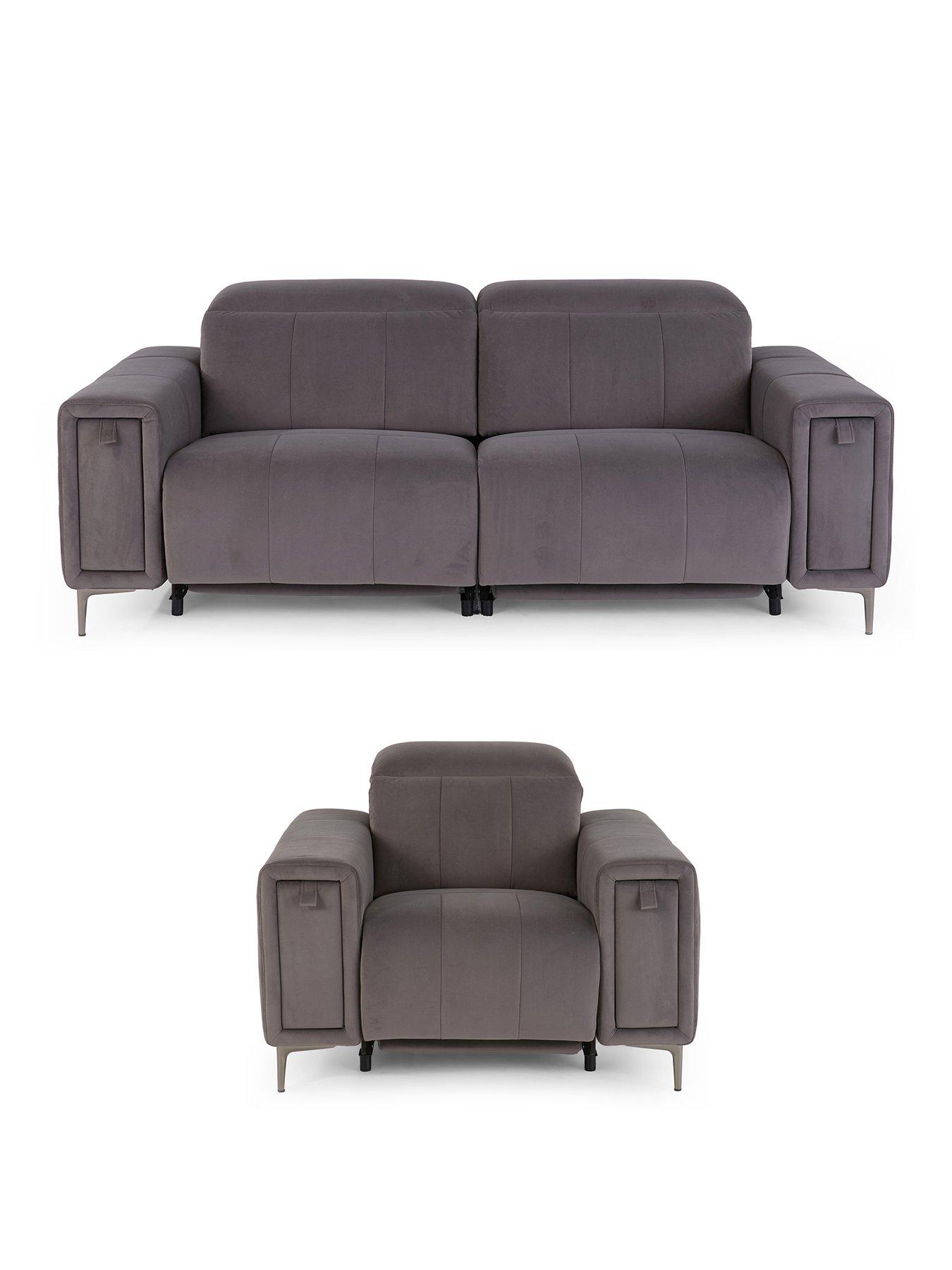 Image 2 of 5 of The Very Collection Grove 3 Seater + Armchair Power Fabric Recliner Set (Buy &amp; SAVE!)