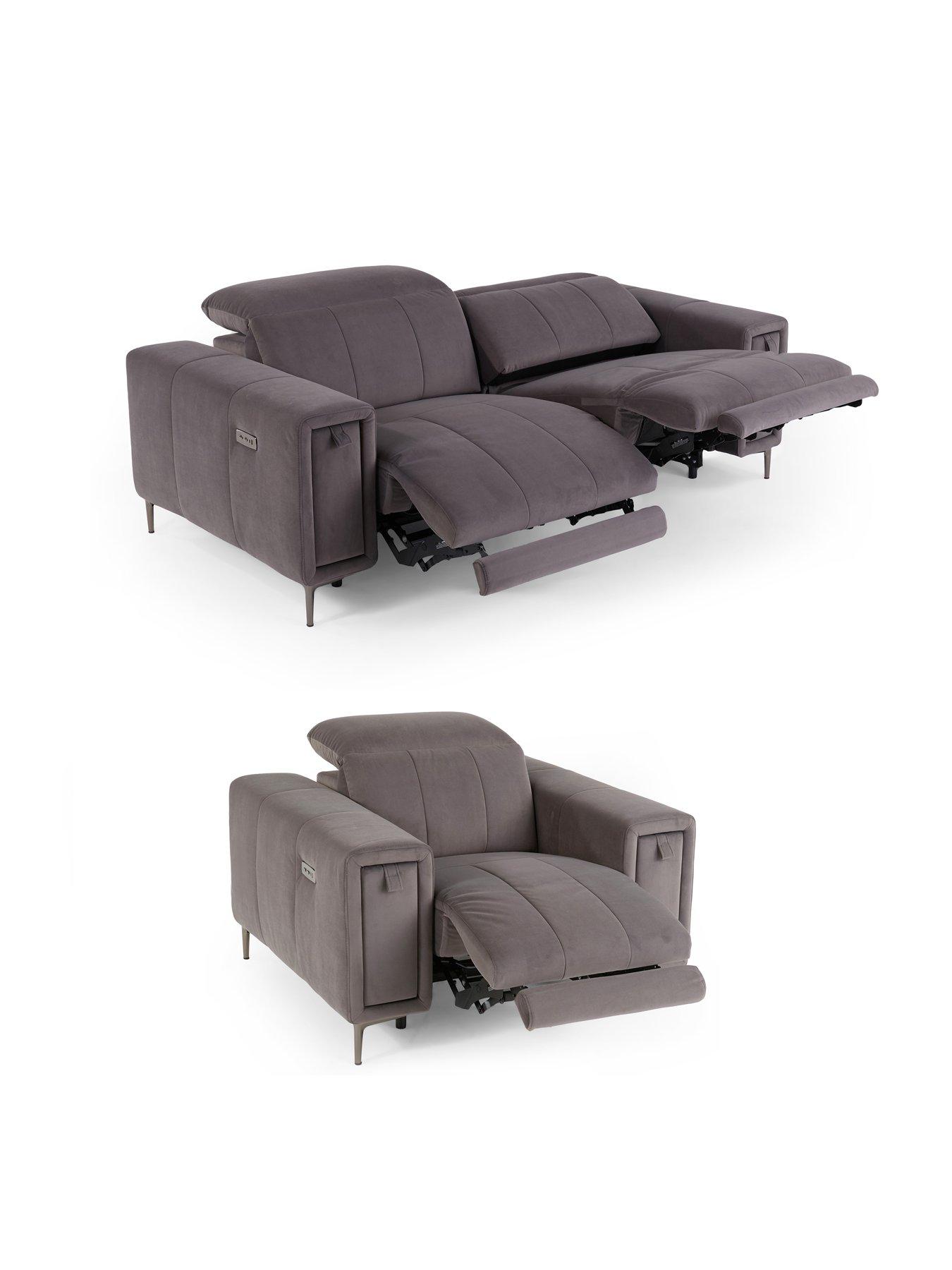 Image 3 of 5 of The Very Collection Grove 3 Seater + Armchair Power Fabric Recliner Set (Buy &amp; SAVE!)